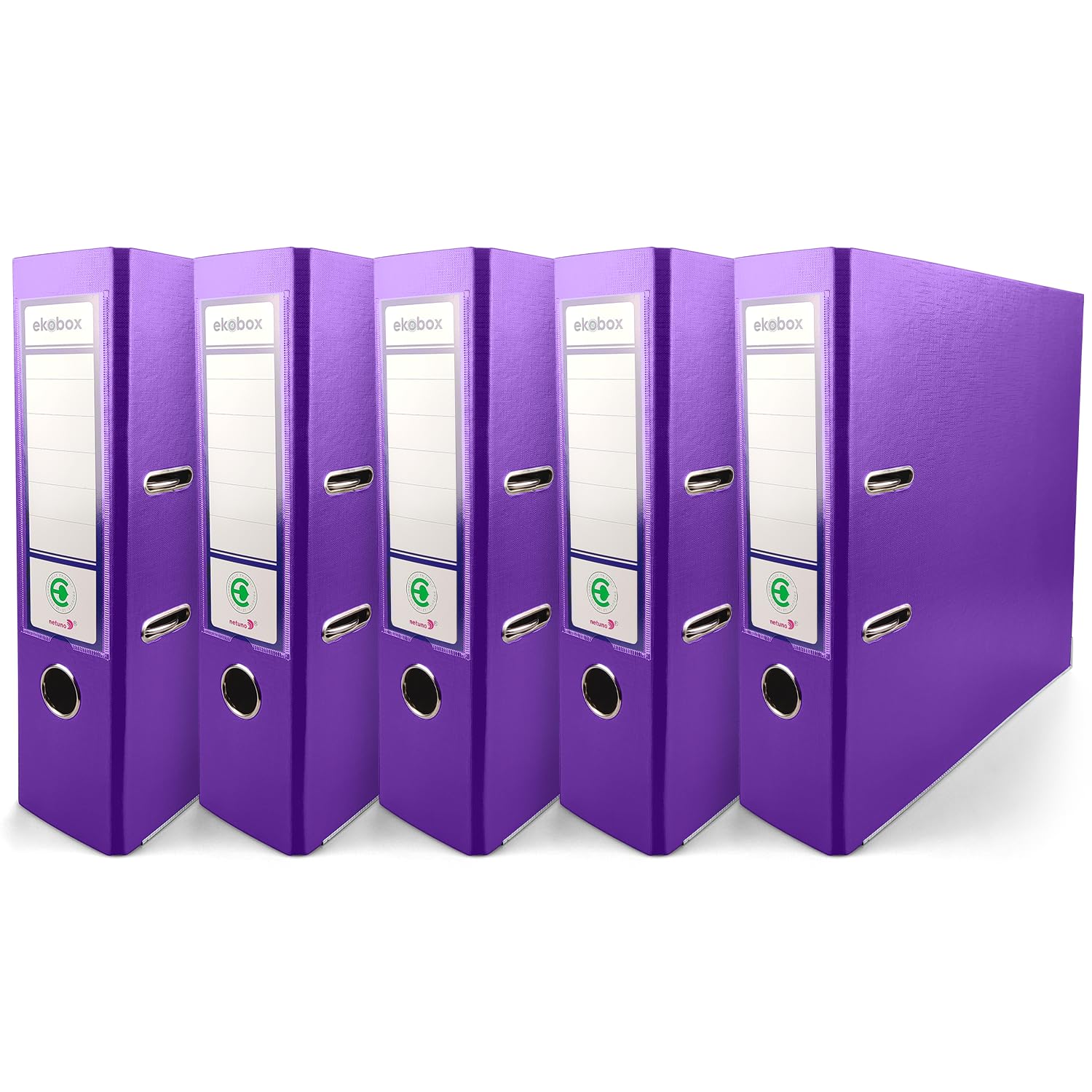 Netuno 5X Binder Purple A4 Spine 8cm 3.15in Extra Wide Cardboard File Organizer for Office School Desk Storage Documents