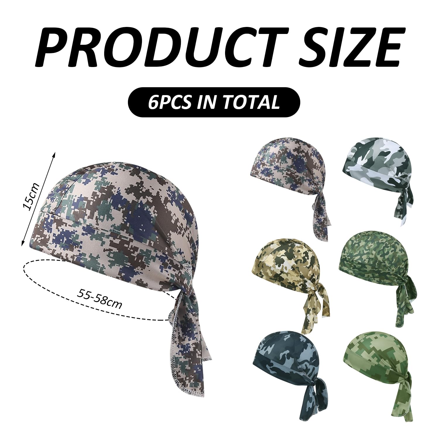 6 Pañuelos De Camuflaje, Pañuelos De Ciclismo De Secado Rápido, Sombreros Transpirables, Pañuelos De Protección Solar, Adecuados para Actividades Al Aire Libre Y Deportivas.