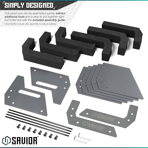 Miniatura 6 de Savior Equipment - Exhibidor para pistola, revólver, arma de fuego, para 4 a 8 de la mayoría de pistolas de cañón largo, espuma acolchada para