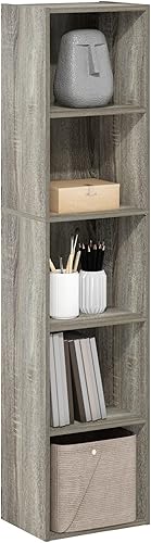 Furinno Luder - Estantería para libros, 5 niveles, cubos, roble francés