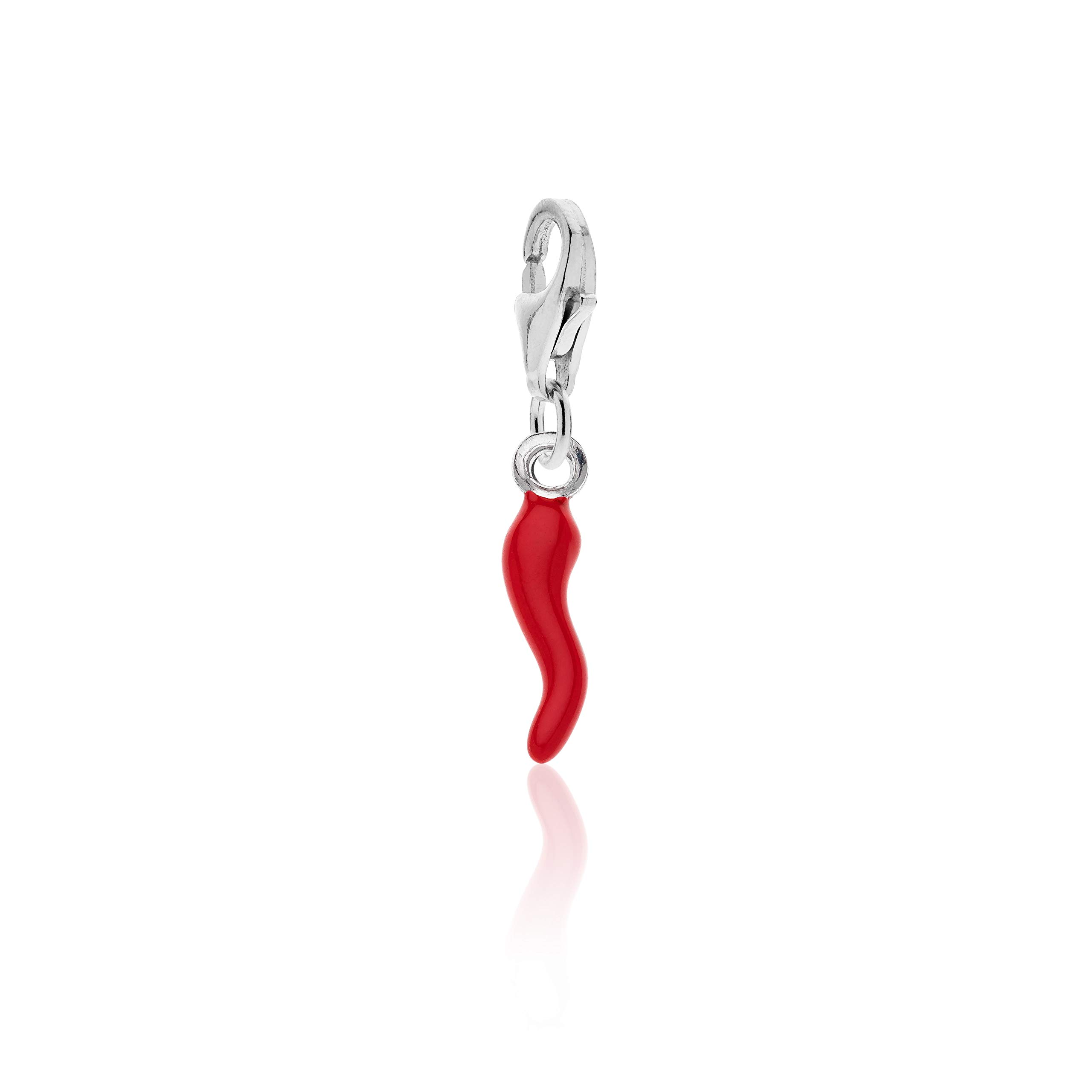 Aka Gioielli® - Pendentif Charm Corne Italienne en Argent 925 Rhodié