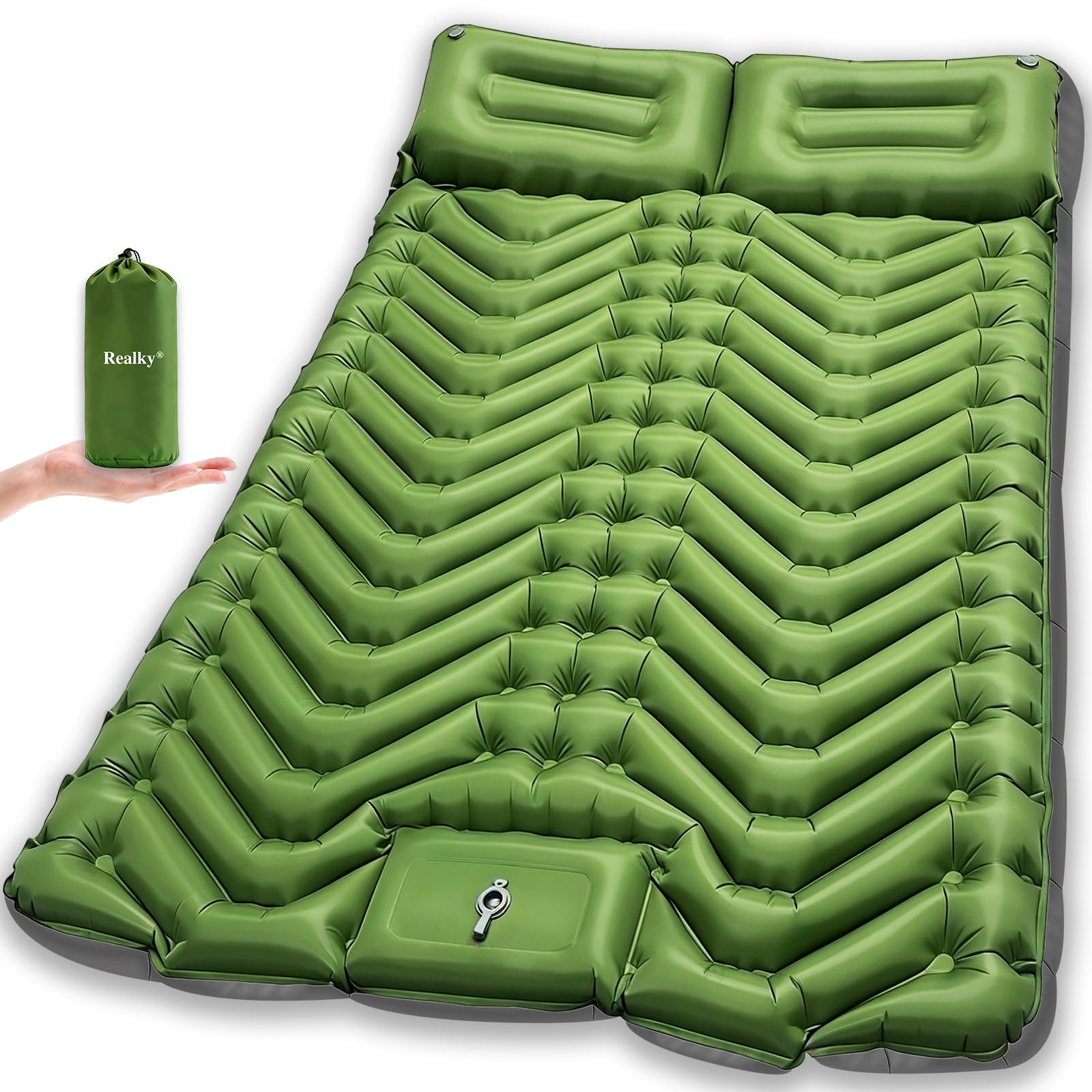 Isomatte Camping Luftmatratze Aufblasbare Matratze, Ultraleicht, Kompakte, Dick, Aufblasbar Sleeping Mat Strandmatte Outdoor mit Fußpumpe Kissen, Wasserdicht Schlafmatte für Wandern Strand Zelt Reisen