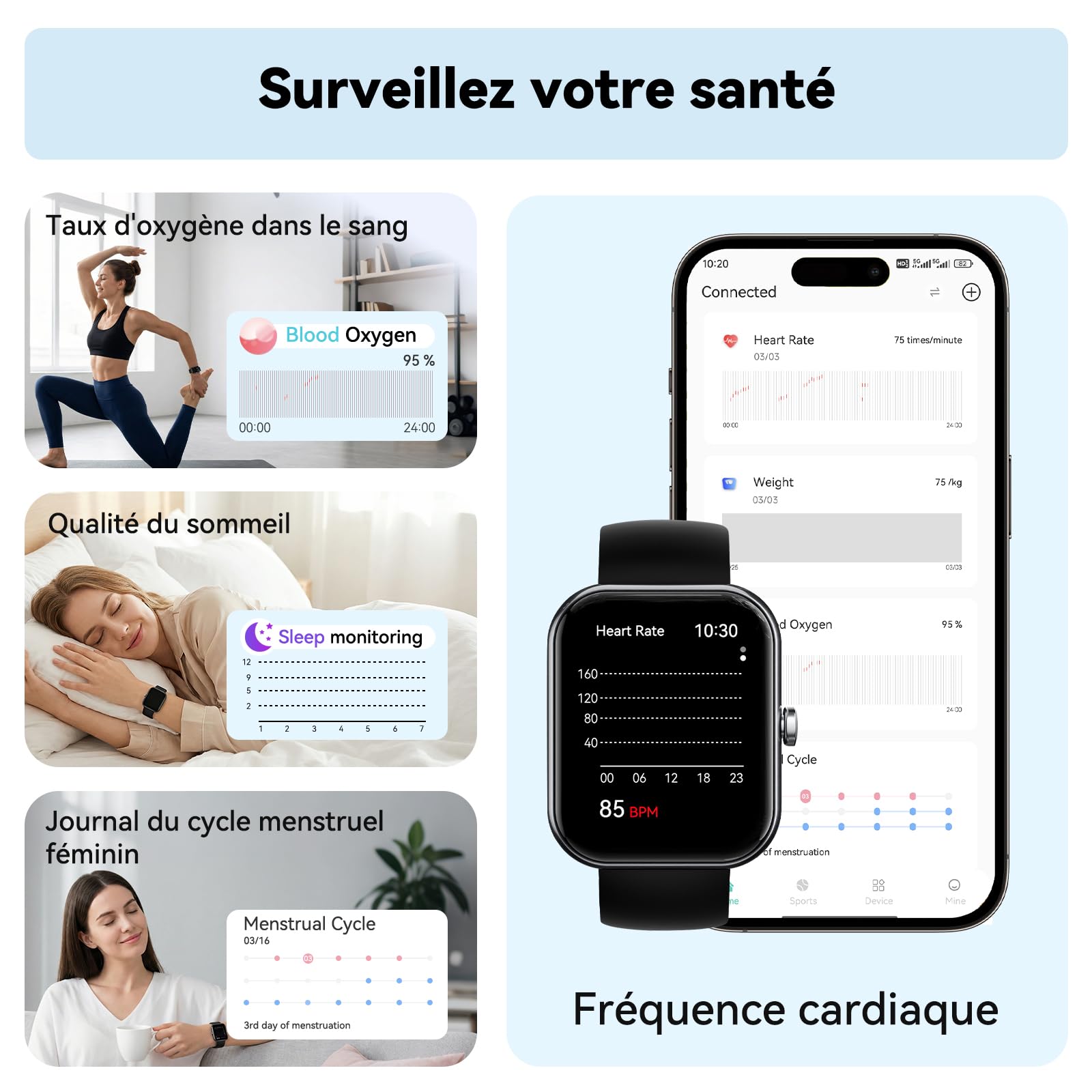 Montre Connectée Homme Femme avec Traduction IA Instantanée, Smartwatch 1.95" Appel Bluetooth 6.0, Assistant Vocal, IP68 Étanche, 100+ Modes Sportifs, Cardiofréquencemètre, Sommeil, pour iOS Android