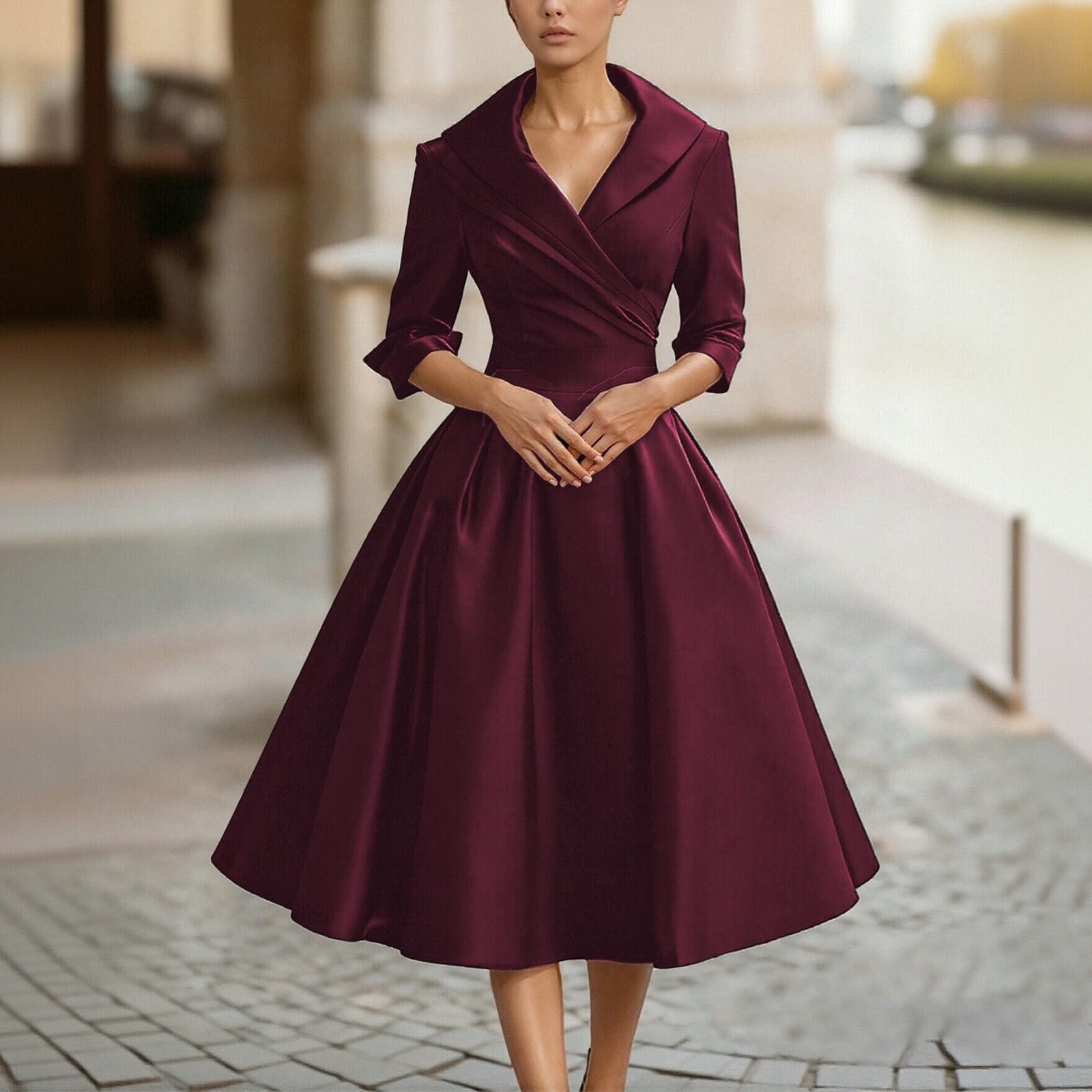 Générique Robe Femme Longue Cocktail Cérémonie Chic Élégante, Vêtement Long pour Invitée de Mariage, Soirée, Gala et Réception A14