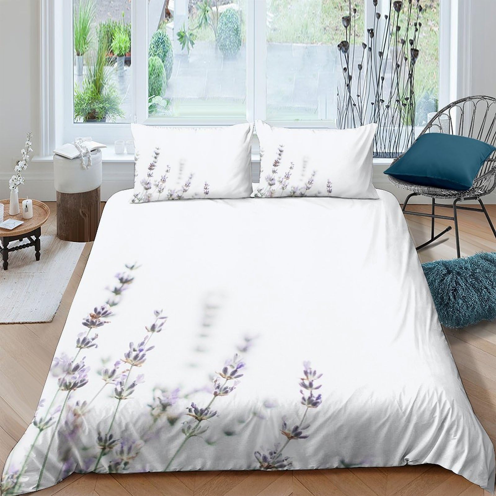 Ctjqhvkz Style-4 3D Printed Lavender Meadow Fitted Sheet Microfiber Easy Care Floral Mattress Cover For Bedroom Guest Room Decor Single（135X200cm）