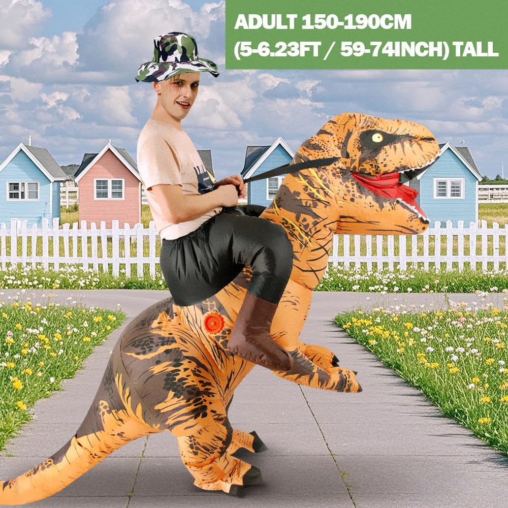 Inflatable Dinosaur Costume Adult Blow Up Riding T-rex Suit Ride on Dino Halloween Costume for Cosplay Party - Image 3