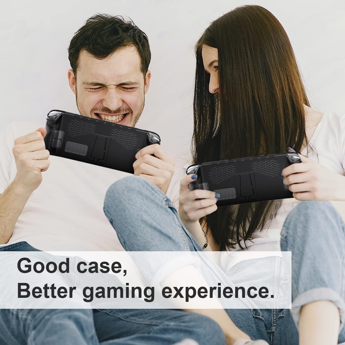 Steam Deck Case Kickstand Protective Case for Steam Deck, Steam Deck Protective Cover with Stand Base, Full Protection Accessories with 1 x HD Tempered Glass Screen Protector & 2 x Thumb Grip Caps