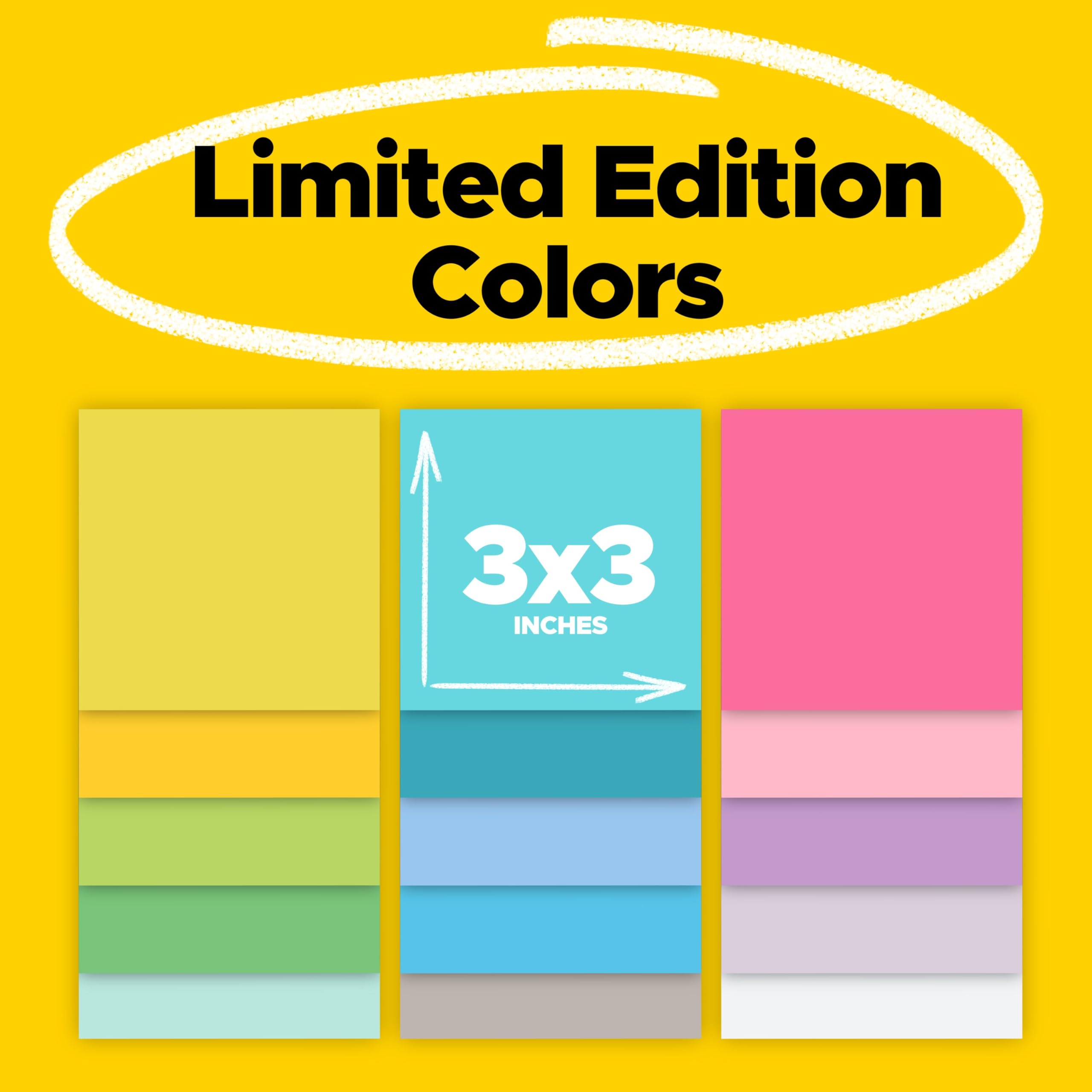 Post-it Notes Limited Edition Super Sticky Color Collection, 3 in x 3 in, 15 Pads/Pack, 45 Sheets/Pad (654-15Ssall) | Schulbedarf und Bürobedarf, 2-fache Haftkraft