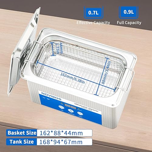 Miniatura 2 de NOVMOS - Limpiador ultrasónico de discos de vinilo de 10 L, limpiador ultrasónico profesional, limpiador sónico con temporizador mecánico y