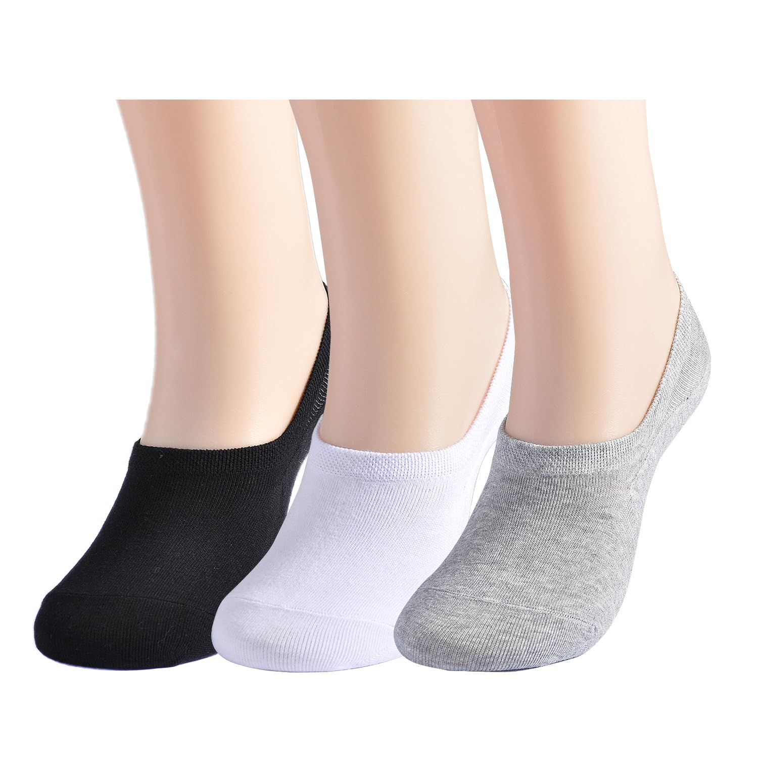 EPEIUS Womens No Show Socks Non Slip Thin Seamless White Nude Invisible Socks Footies Low Cut Liner 3/6 Pairs