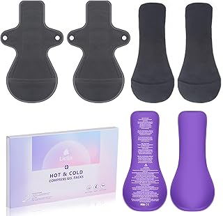 Lictin Perineal Ice Packs for Postpartum,Lcitin Reusable Hot & Cold Pads,Cold Therapy Absorbent Pad in One Pregnancy Hemorrhoid Pain Relief, 2 with 4 Washable Sleeves Postpartum Care