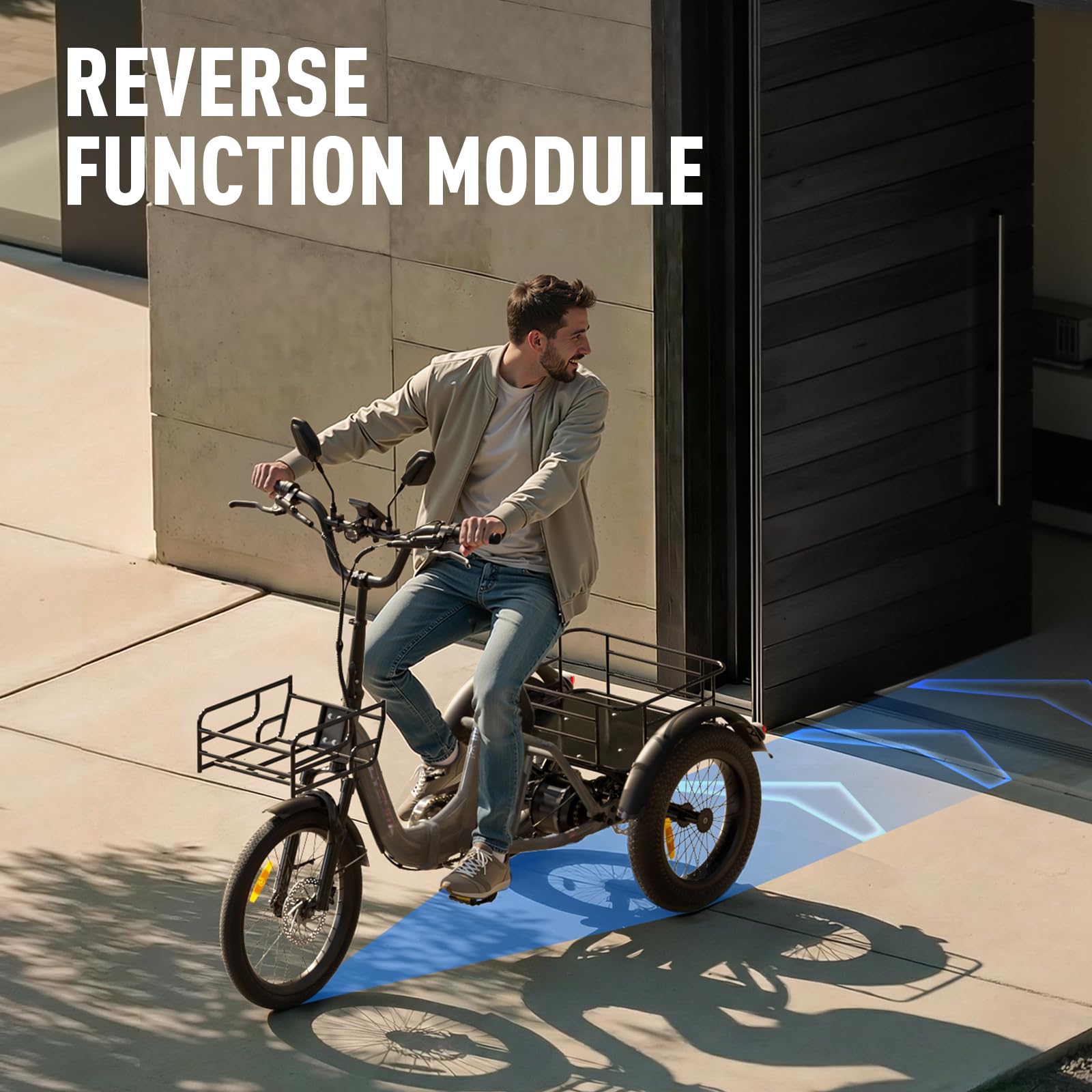 AG1 Pro Velo électrique Homme Femme,16'' Tricycle Electrique Adulte, Batterie 48V 20Ah, 25 km/h et Autonomie de 80 km, Frein à Disque Hydraulique et Différentiel