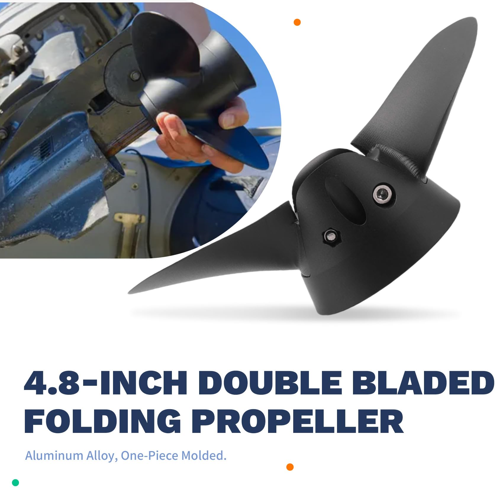 Hélice Plegable de 2 Palas de 4,8 Pulgadas, Hélices para, Motor Eléctrico, Hélice Fueraborda para, Efoil Surfing