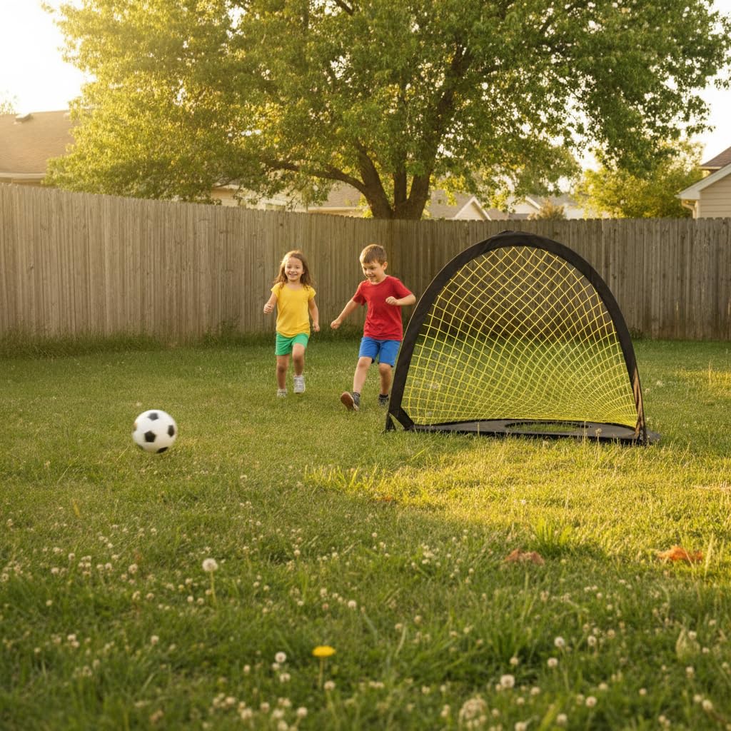 Porta da Calcio Portatile e Pieghevole Bambini, Funzione 2 in 1 per Allenamento e Gioco, da giardino