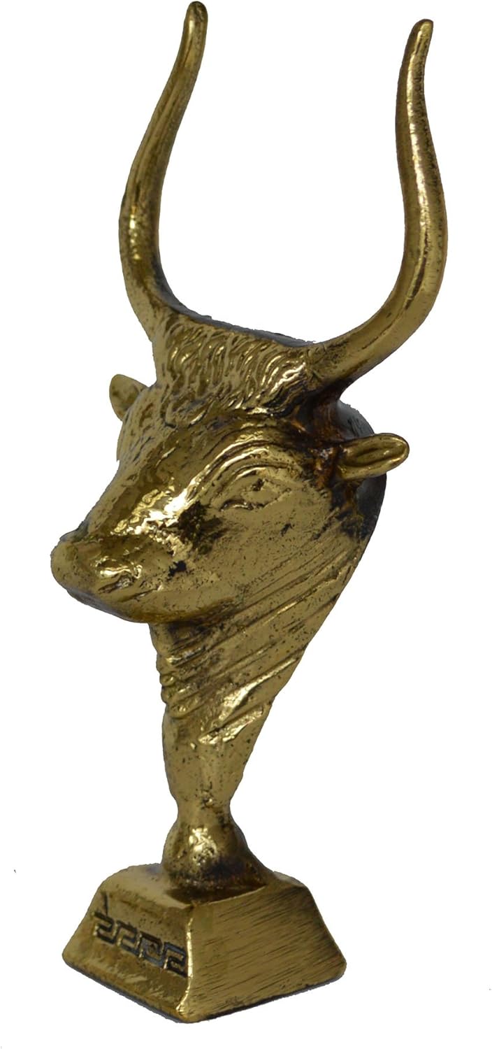 Estia Creations Minoan Bull Bronze Small Head - Minoan Art - Rhyton - Knossos - Ancient Replica
