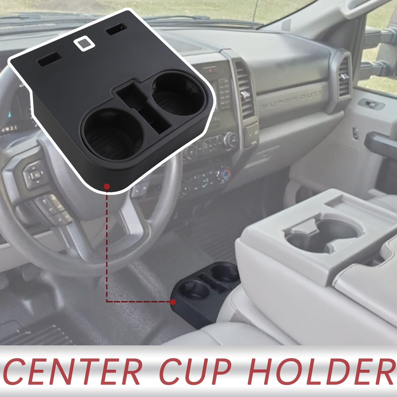 TQPONLY Center Console Floor Cup Holder Insert Fitment 2015-2020 Ford F150 F250 F350 F450 Super Duty Truck Accessories Jump Seat Cup Holder