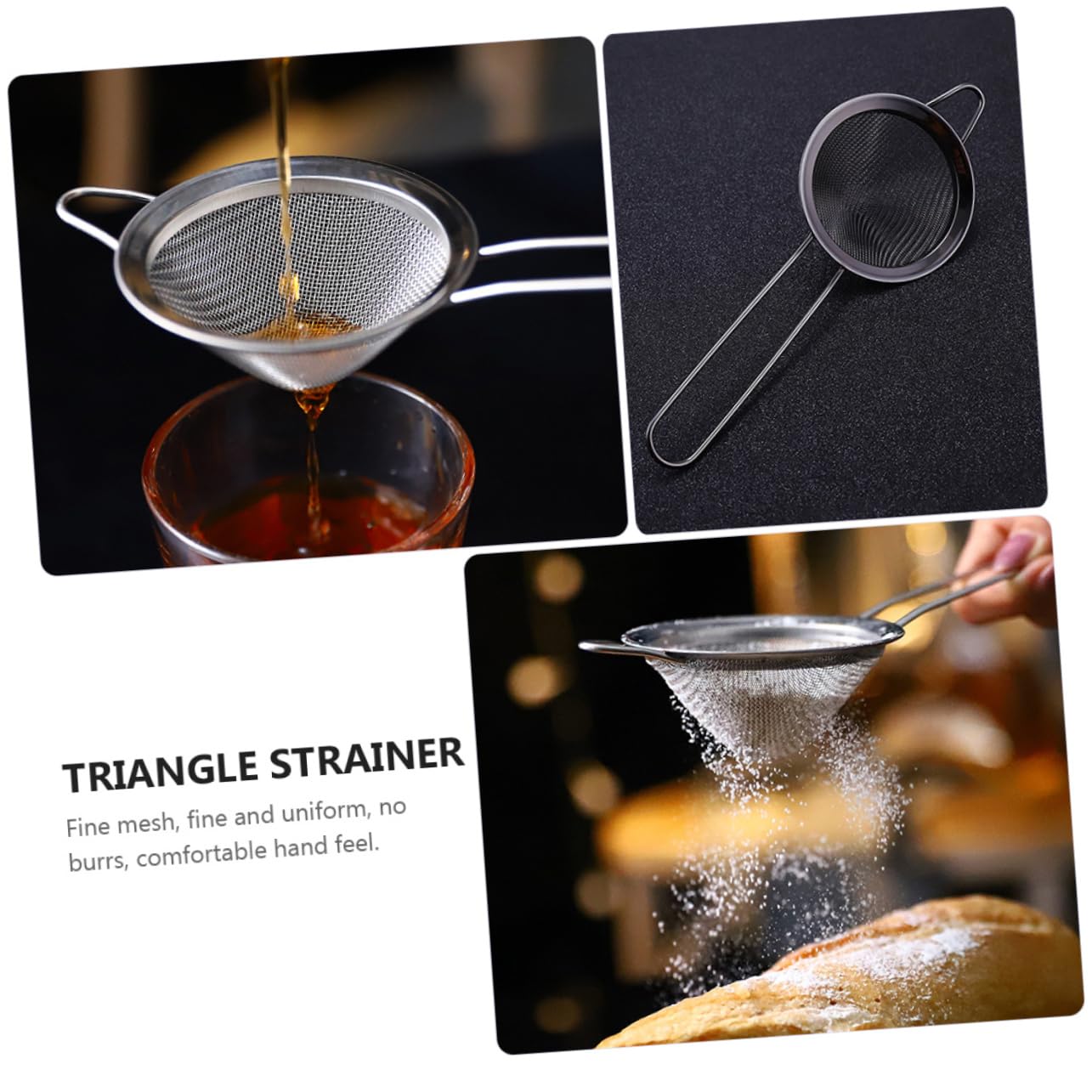 Unomor Hangable Triangle Drainer Ice Strainer for Cocktail Polished Residue Filter Easy Storage