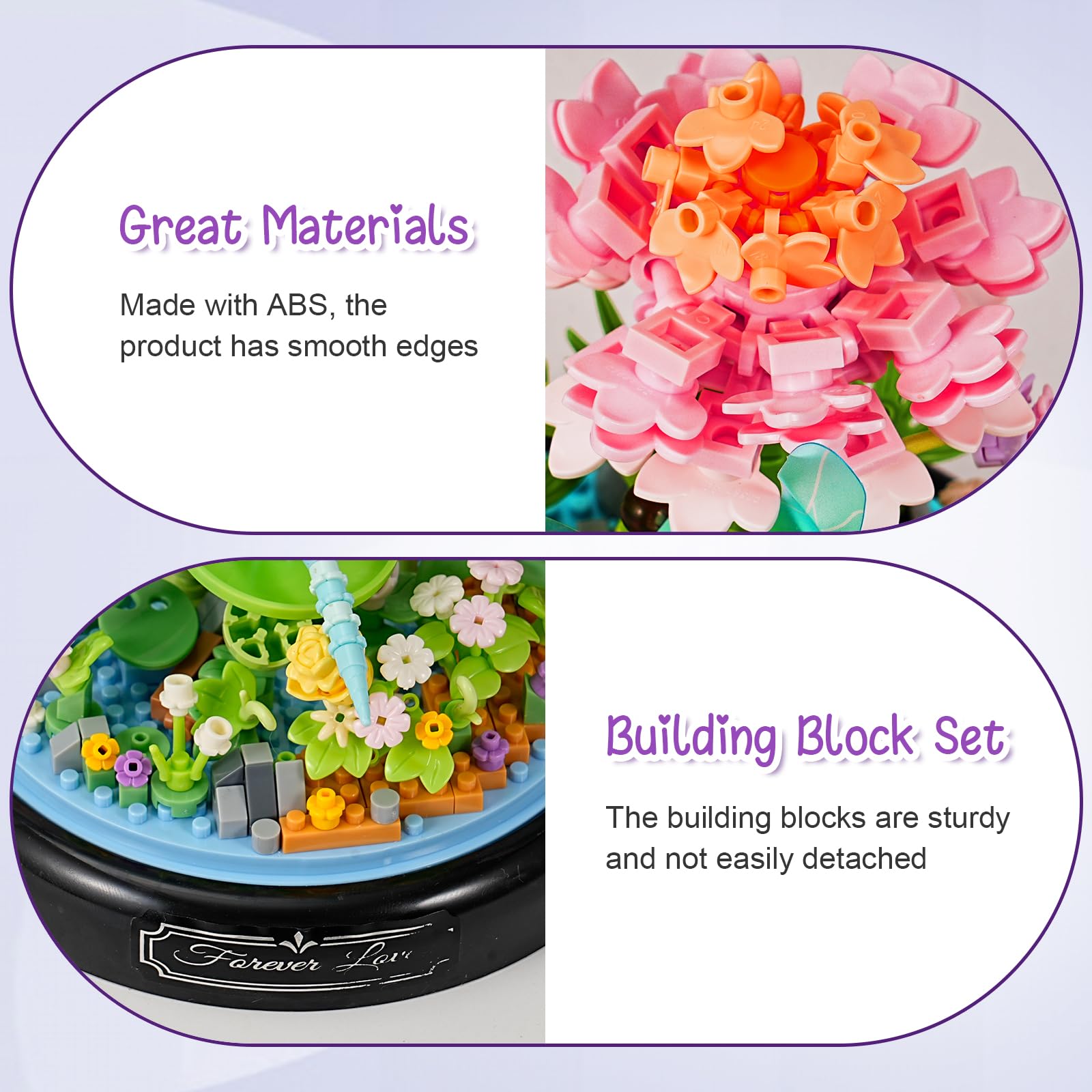 Mini Animals Flower Building Set, 568 Pcs Animals and Flower Building Blocks with Transparent Cover - Image 3