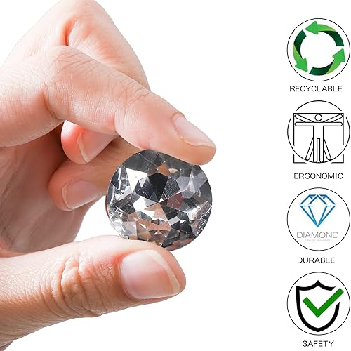 Miniatura 4 de DEAYOU 150 PCS Rhinestone Round Buttons, 1" Crystal Upholstery Button with Metal Loop, 25MM White Glass Diamond Bling Button, Clear Tufting Shank