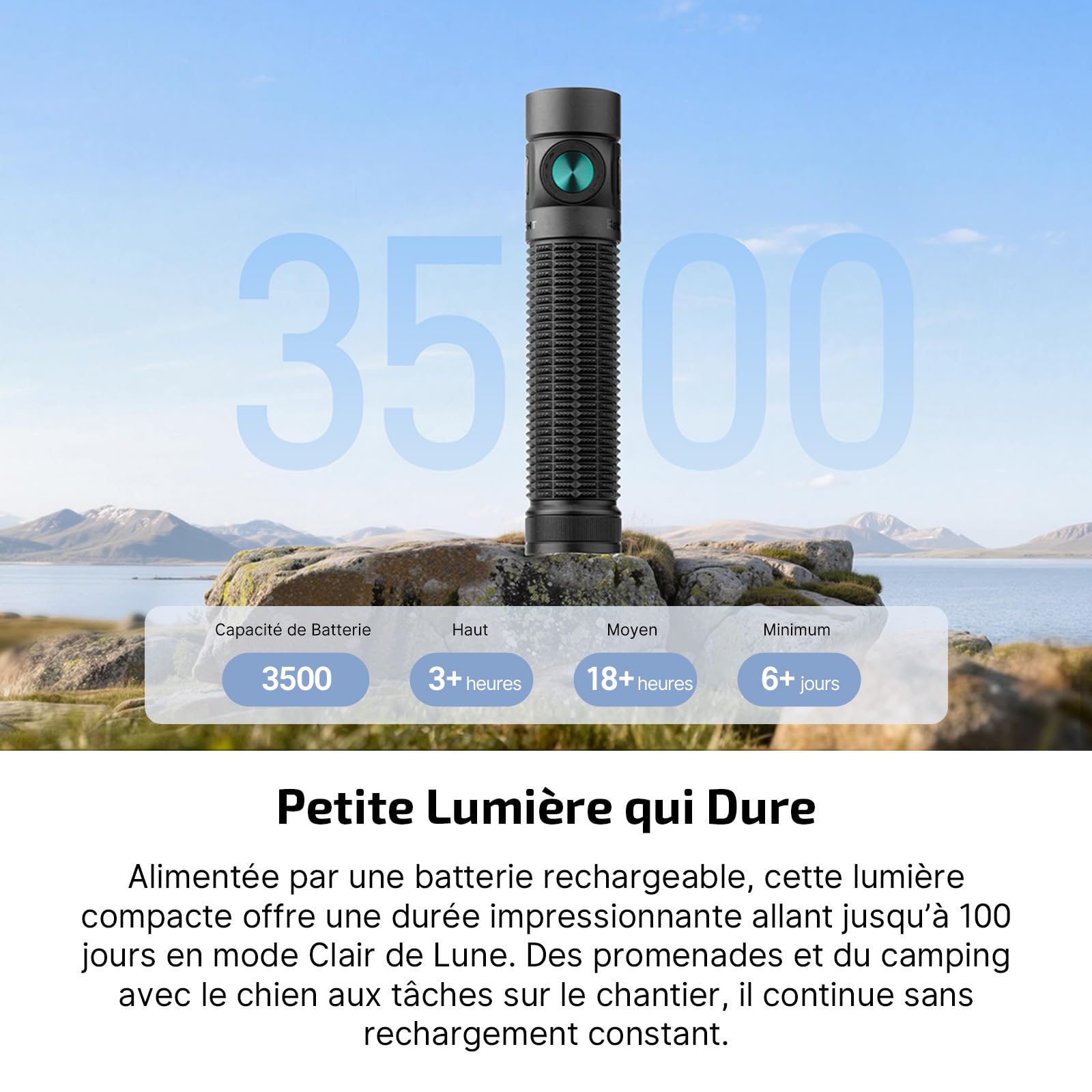 OLIGHT Baton 4 Pro Lampe Torche EDC, 1600 Lumens, Charge Magnétique & USB-C | Batterie 3500mAh,Double Interrupteur, 5 modes, Portée 200m,Etanche IPX8 pour les urgences domestiques,