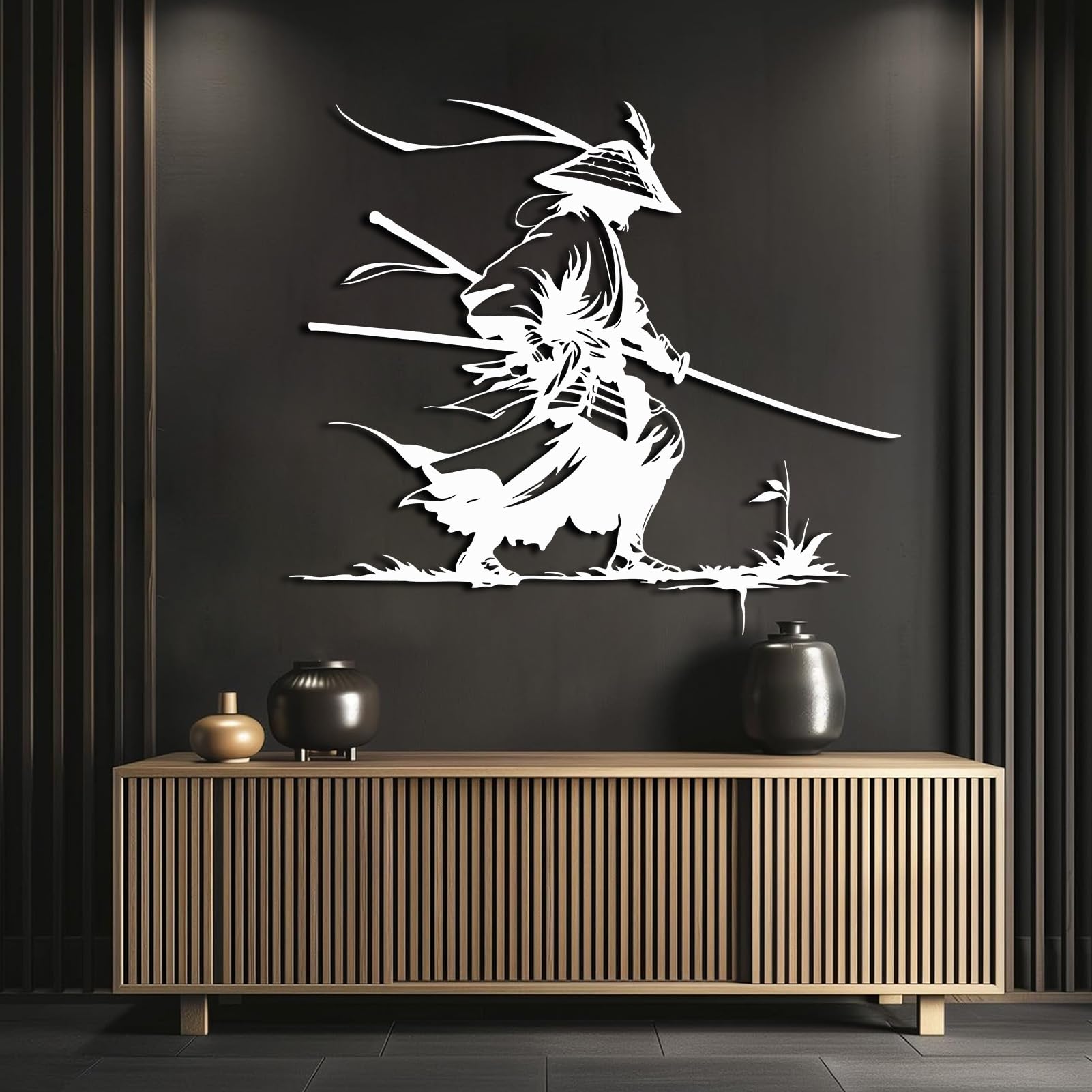 Arte de Pared de Metal samurái, decoración Japonesa, Guerrero Ninja, Regalos para Amantes de Japón, decoración de Sala de Estar