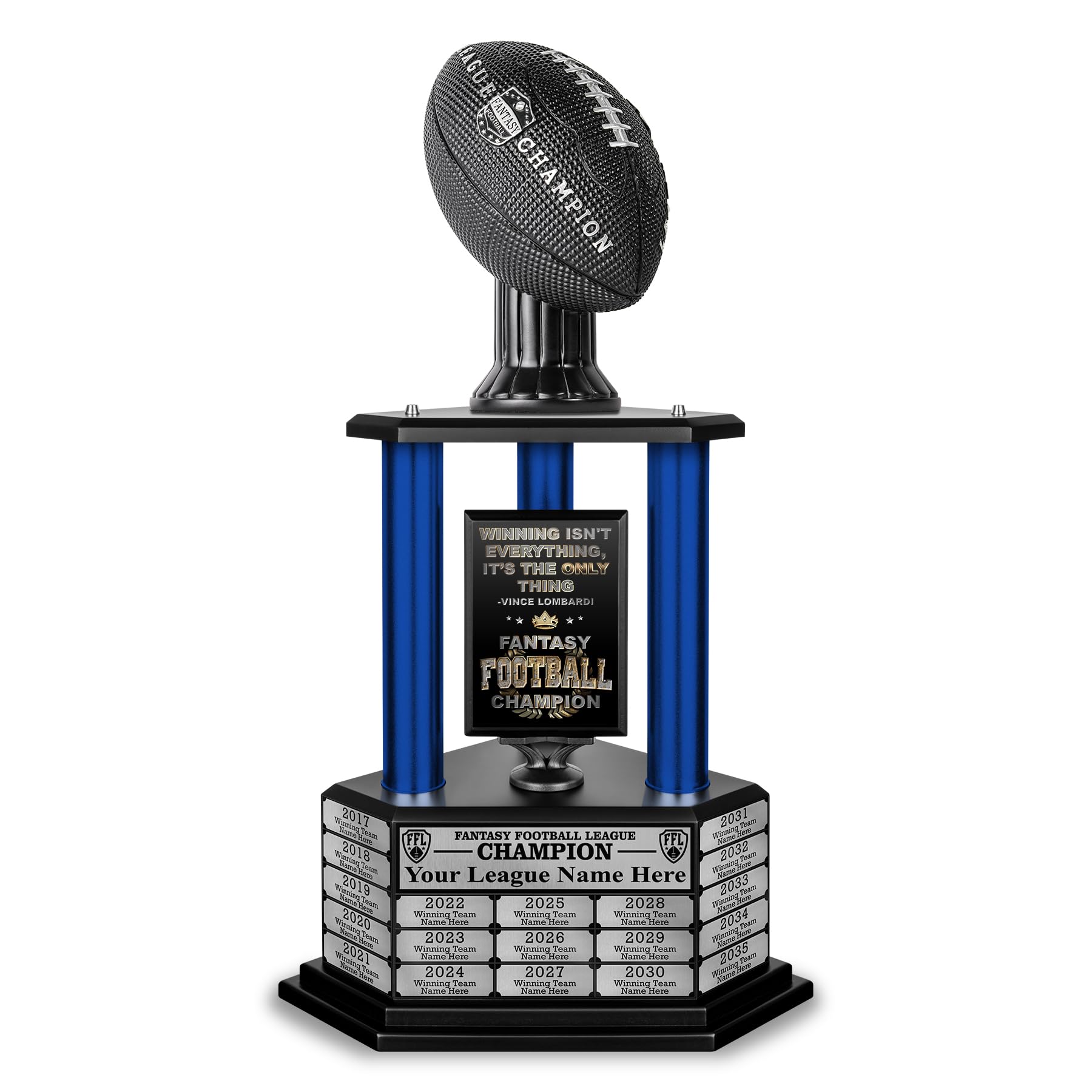 TrophySmack 19-Year Perpetual Fantasy Football Trophy, Custom Engraved