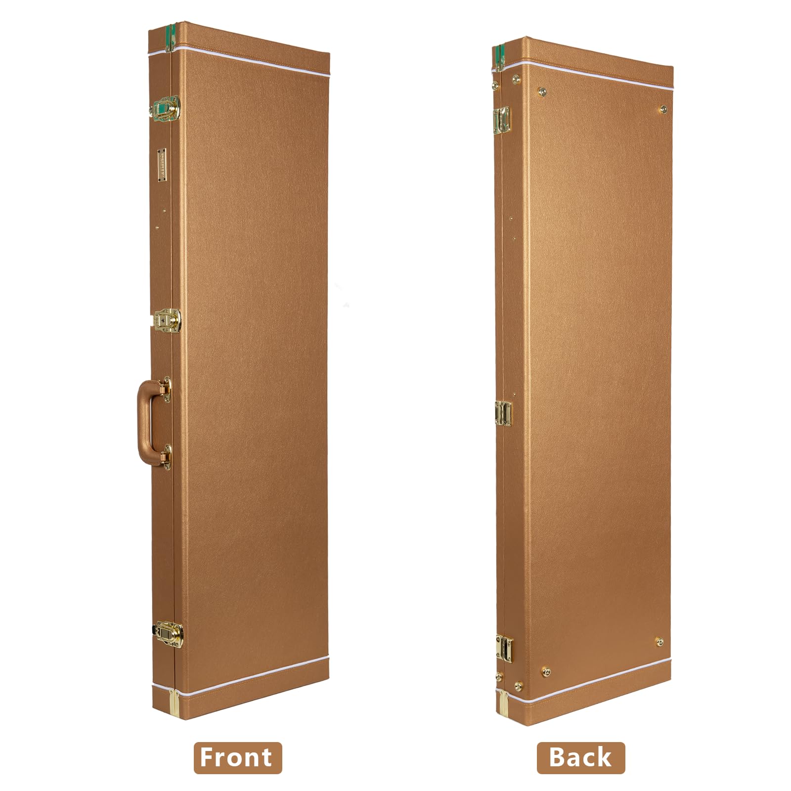 Crossrock rechteckiger Holzkoffer für Stratocaster & Telecaster | Luxusgold Kunstleder, Bordeaux Samt, Schloss – Designer Series (CRW520ELG)