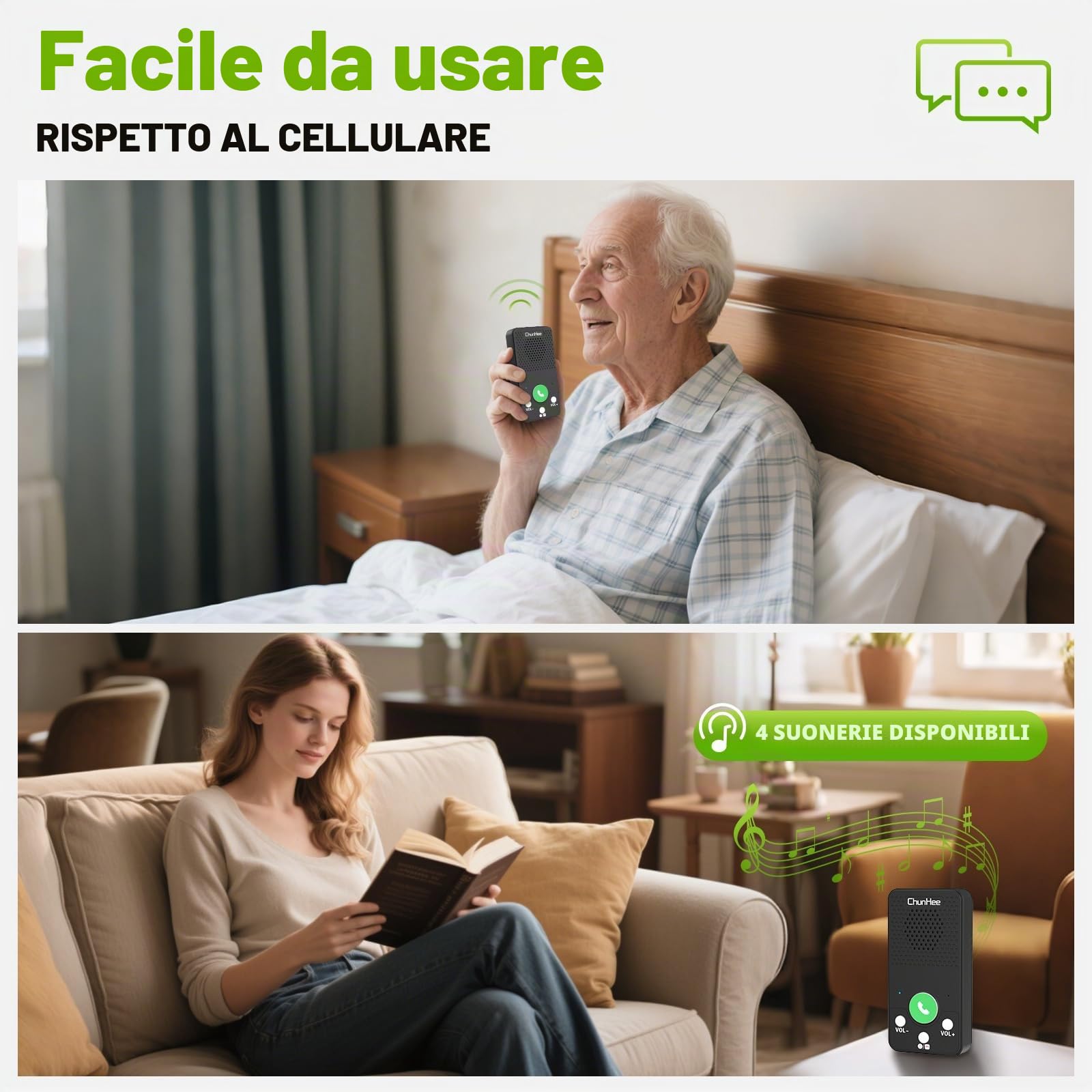 ChunHee Citofoni Wireless System per la casa, Full Duplex Room to Room Communication Wireless Citofono per casa, giardino, garage, al piano superiore, affari, uffici (confezione da 2)