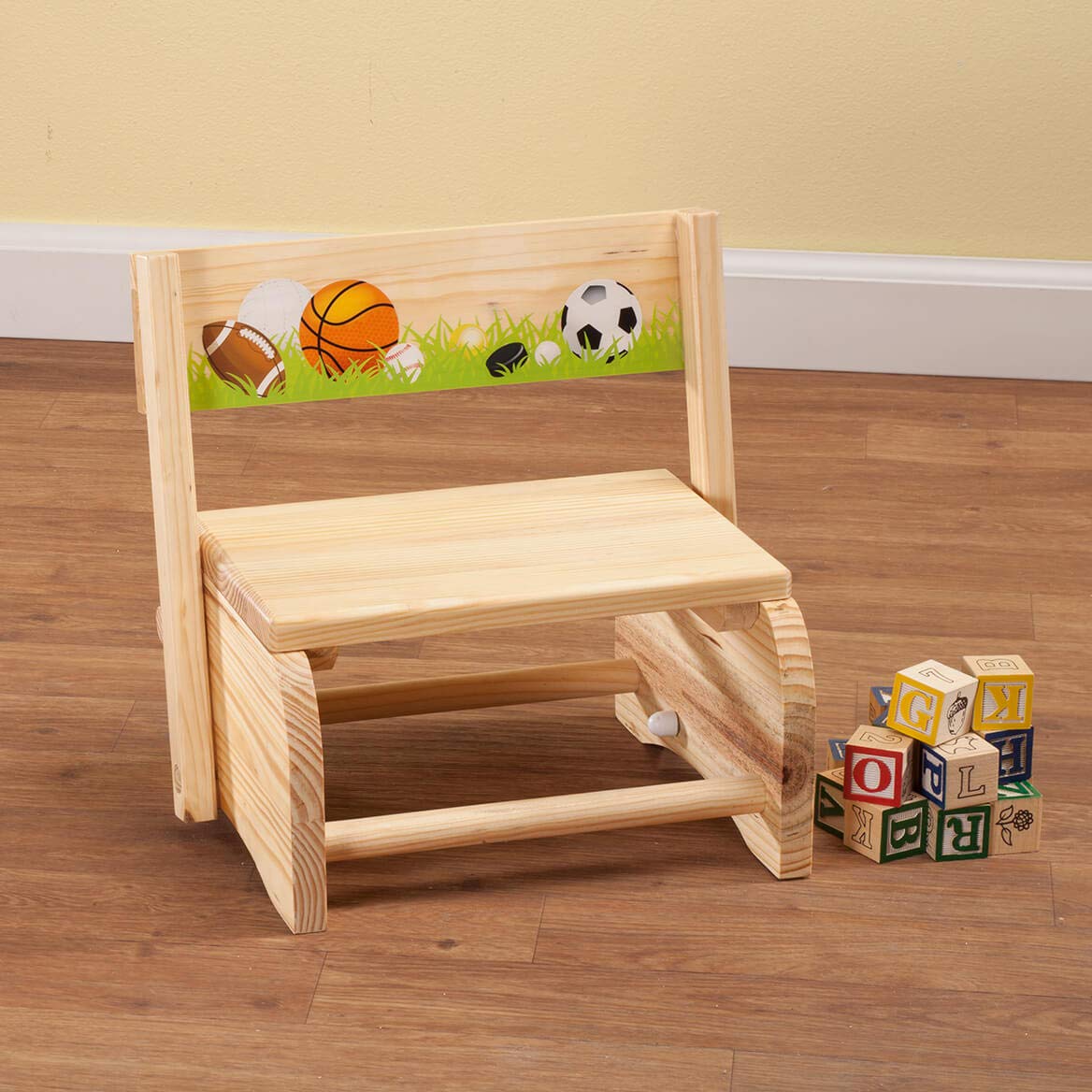 2-in-1 Children's Step Stool and Chair, Sports Design