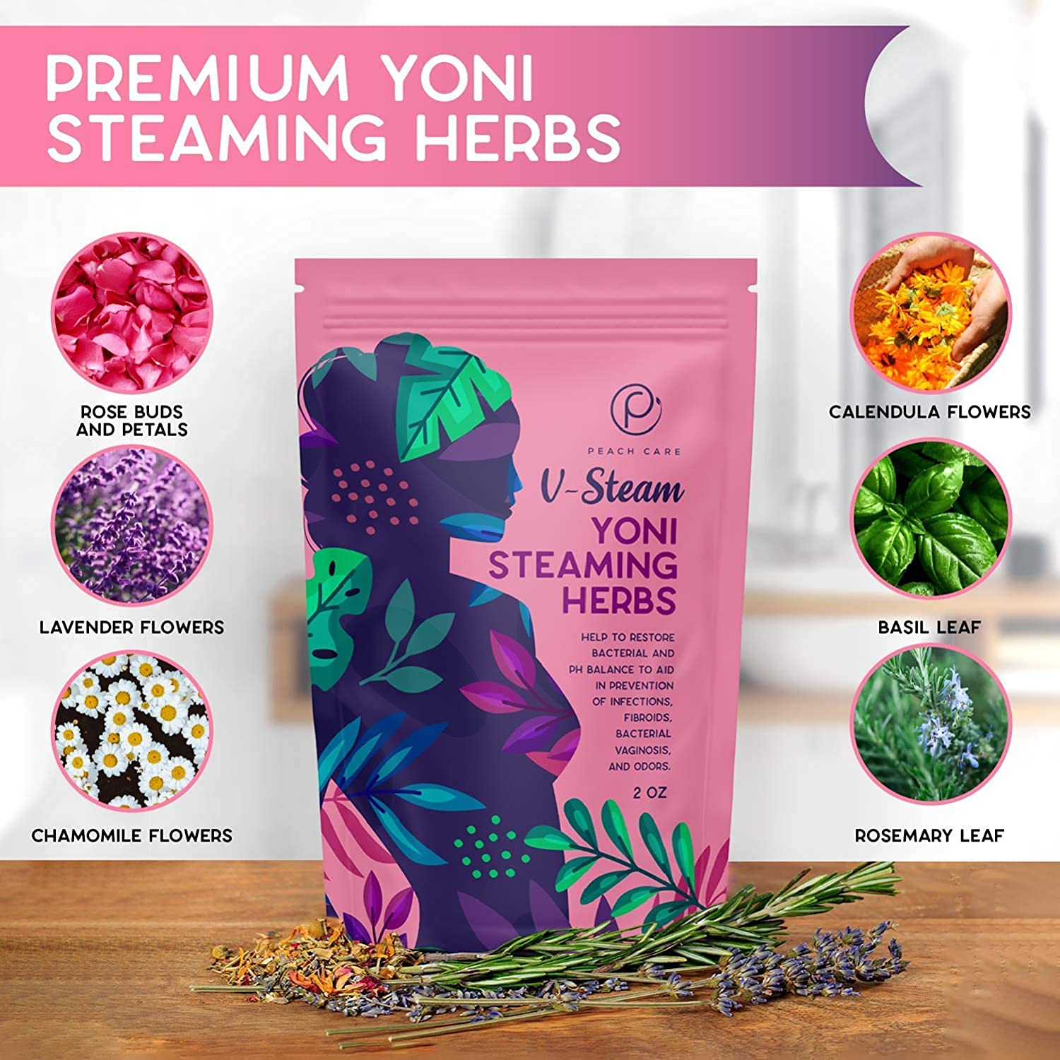 Peach Care Sitz Bath Seat & Yoni Steam Herbs Over The Toilet Vaginal