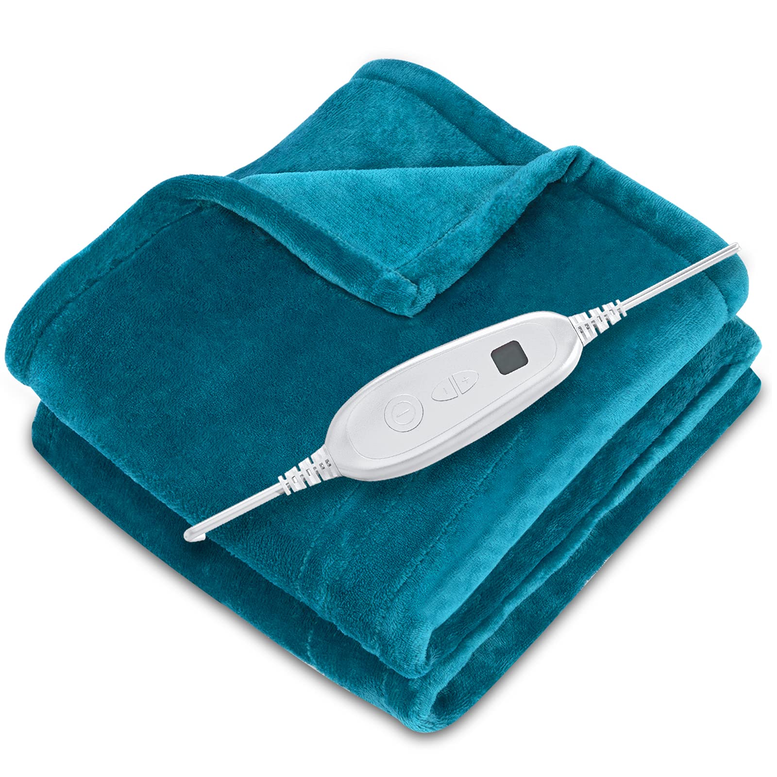 DAILYLIFE Electric Throw 50"x60"Cozy Heated Blanket UL Certified with Overheating Protection | 6 Heating Settings | Auto-Off | Machine Washable, Blue