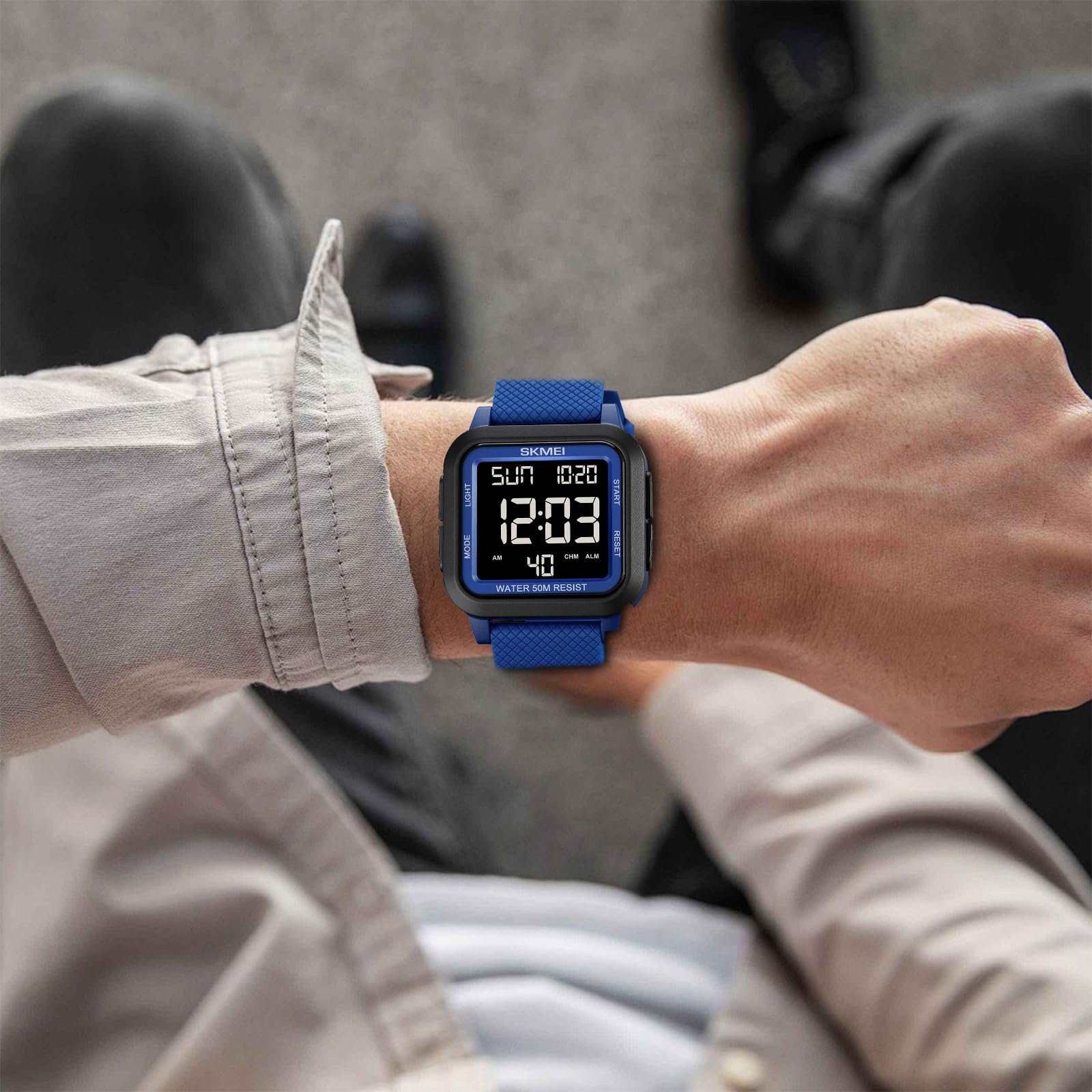 SKMEI Men's Military Digital Sports Watch Ultra-Thin Waterproof Wrist Watches for Men with Stopwatch Countdown Timer Alarm Function Dual Time LED Back Light