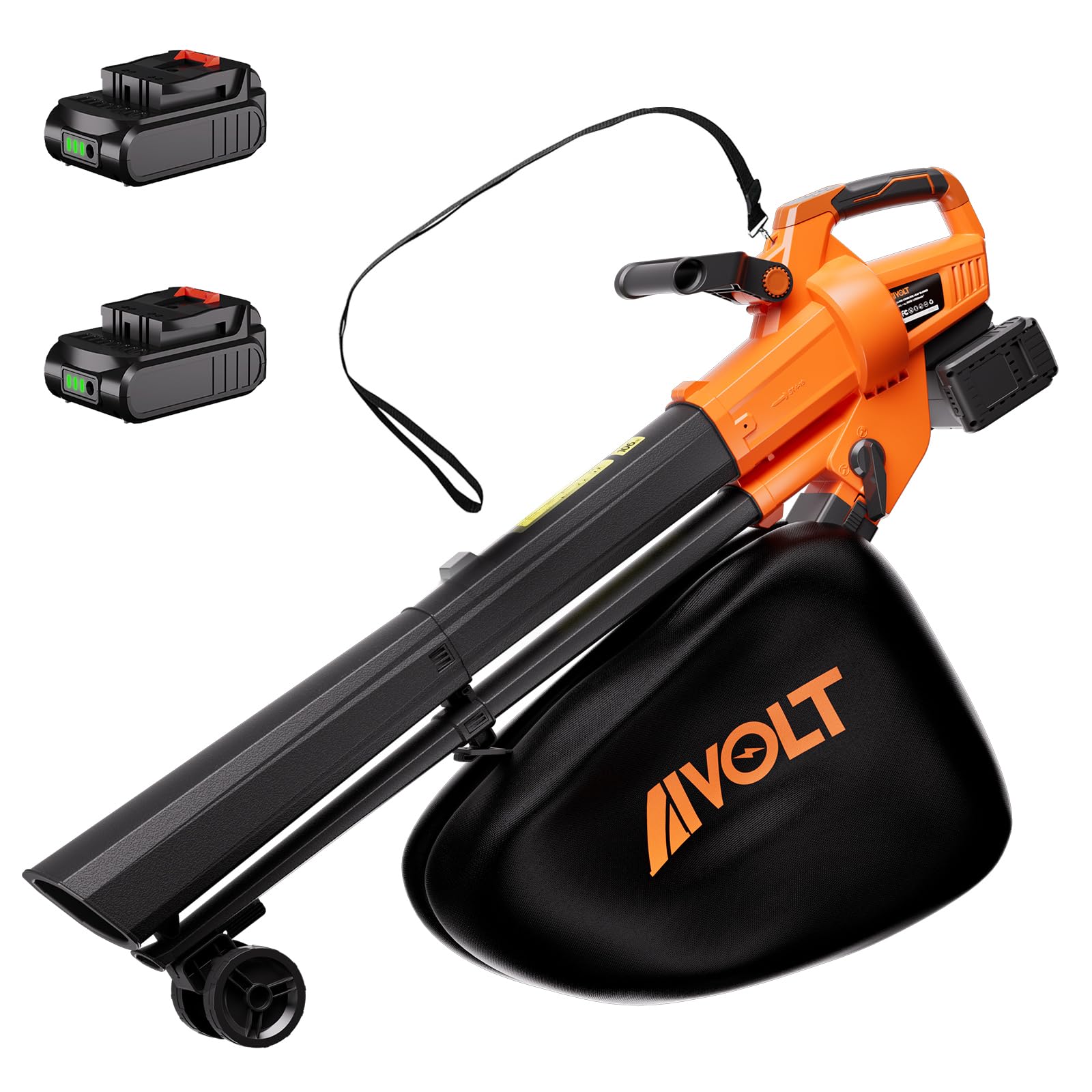 AIVOLT Cordless Leaf Blower Vacuum Mulcher with Bag 40L, 3 in 1 Battery Powered Leaf Blower 40V, 150MPH Air Speed, 4 Speed Modes, with Shoulder Strap, Suitable for Lawn Care Yard Cleaning