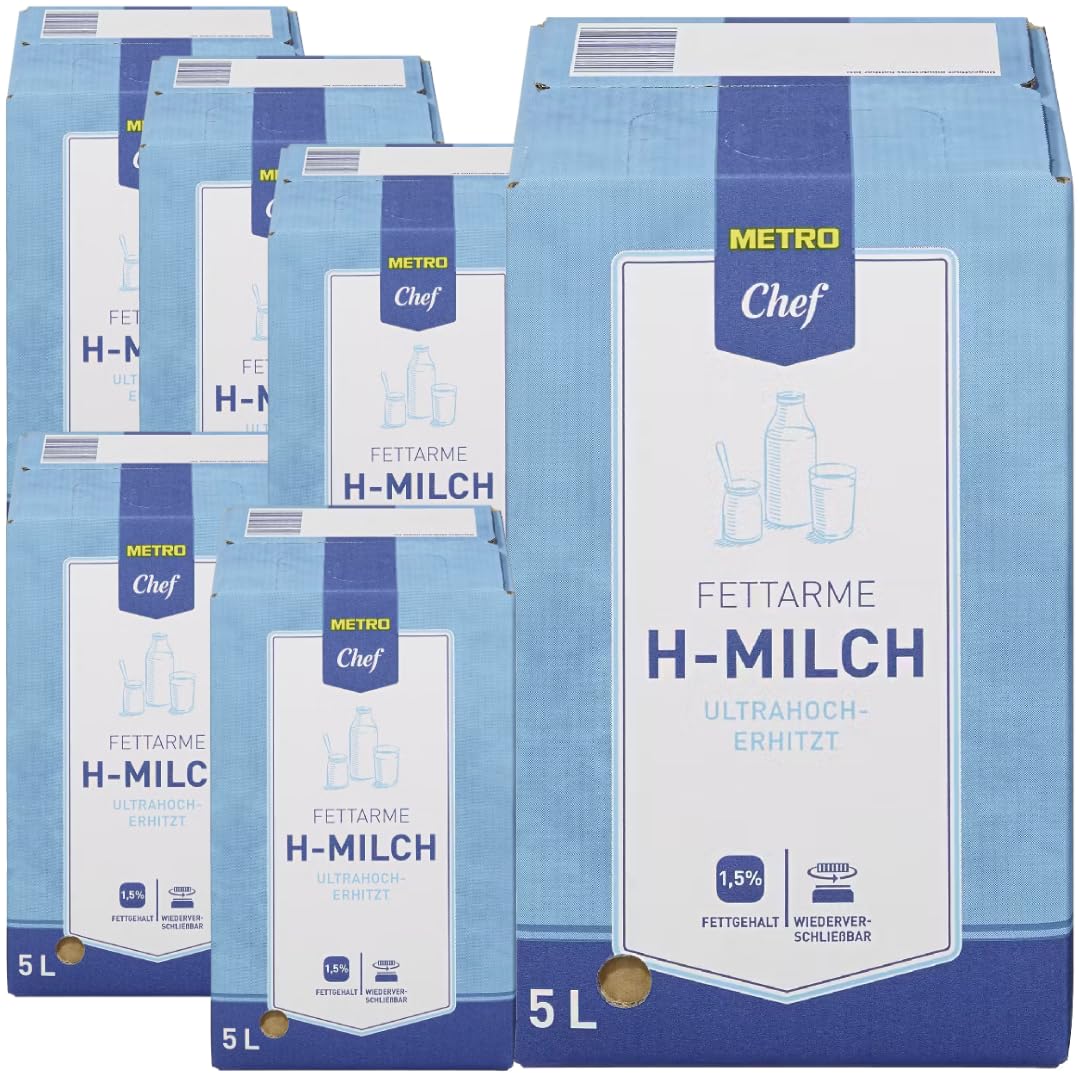 METCHEF H-Milch fettarme milch%1,5 Fett Haltbare Milch Wiederverschließbar 5000 Mililiter, 6 STÜCK