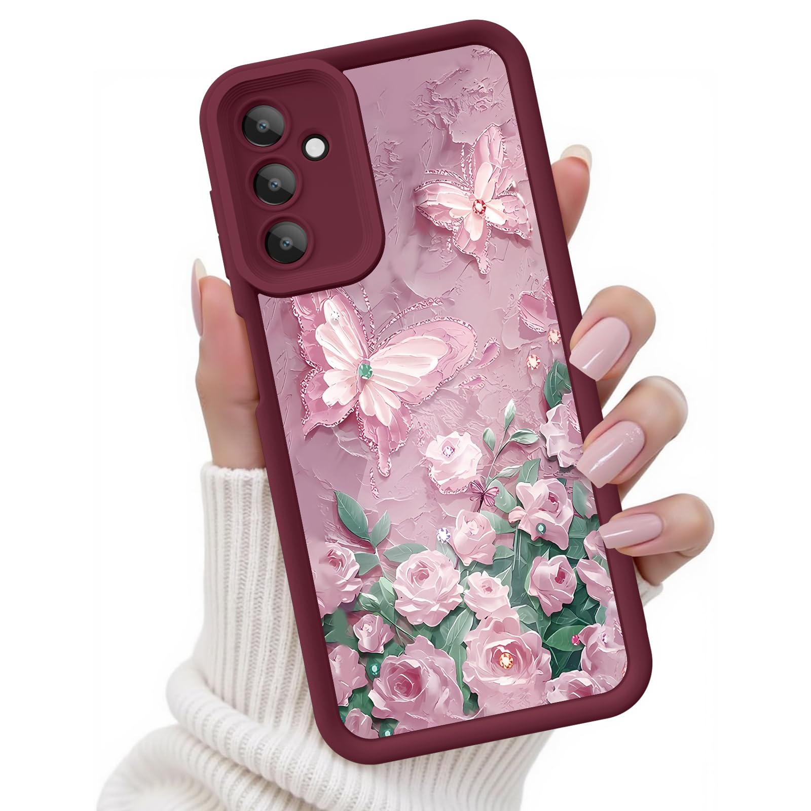 Etui do Samsung Galaxy A15 5G, kreatywny wzór motyla, dla dziewcząt i kobiet, miękki silikon, odporne na wstrząsy, odporne na zarysowania, etui do Galaxy A15 (3D, różany motyl)