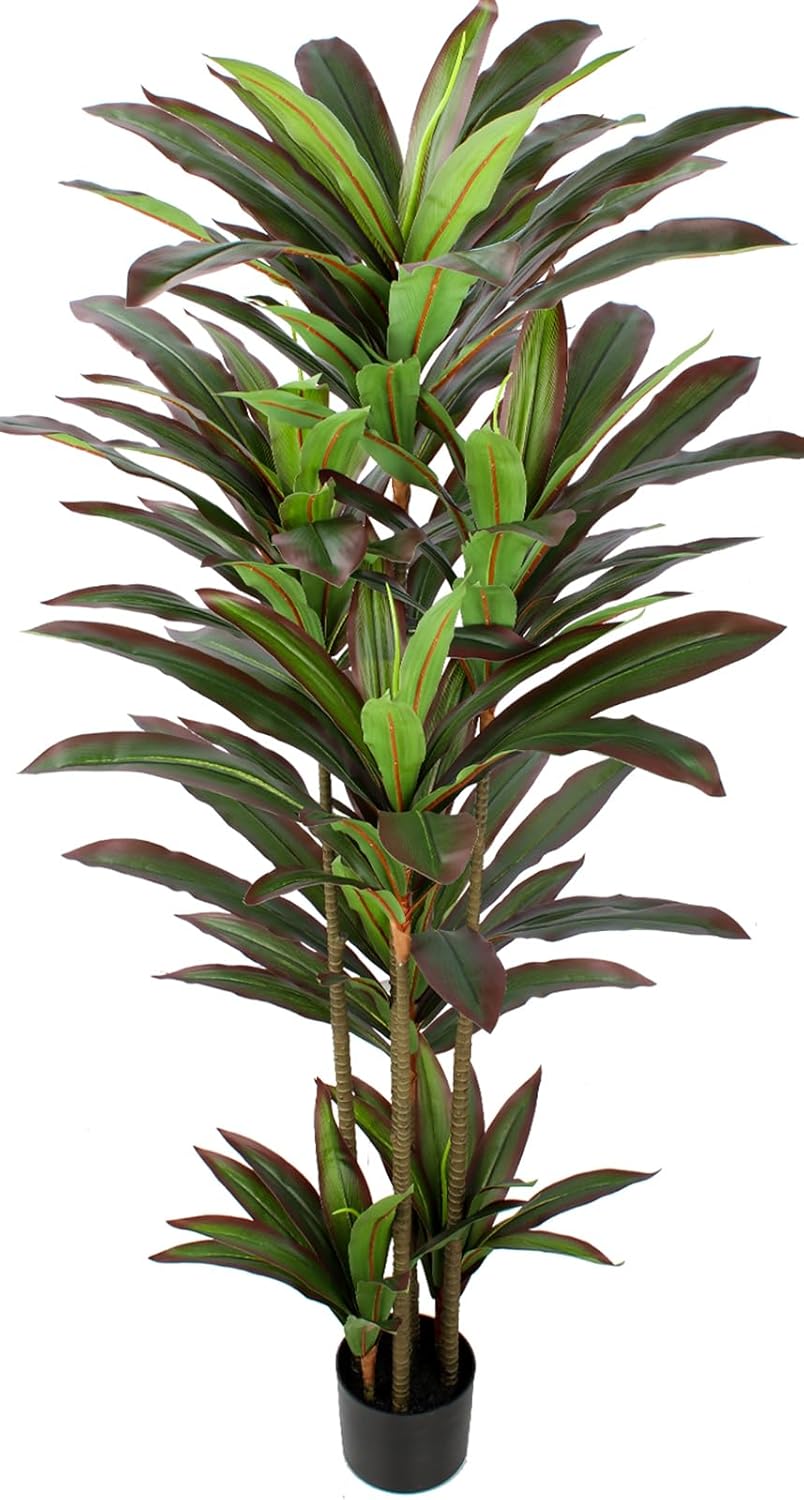 FLOWORLD Dracaena Artificial Plant 6ft Red Yucca Silk Tree