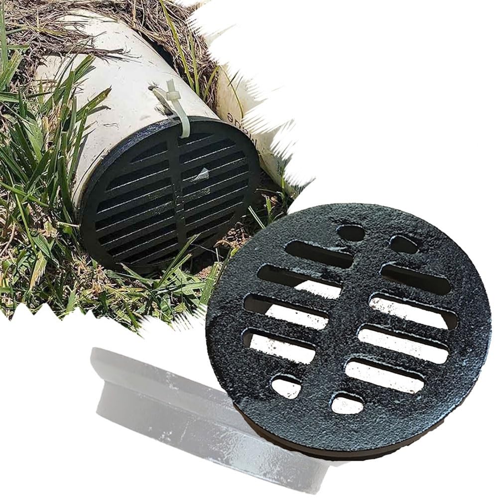 Round Cast Iron Drain Cover - Outdoor Flat Grate Strainer for Efficient Drainage(83mm)