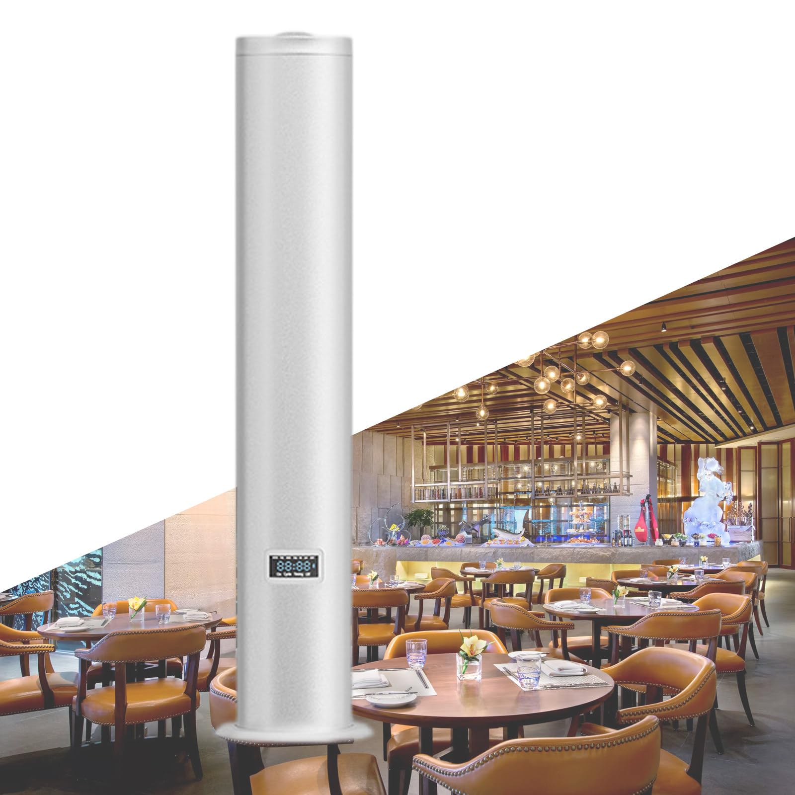 Maszyna zapachowa do lobby hotelowego, stojąca na podłodze maszyna zapachowa, dyfuzor 360° z połączeniem Bluetooth (Silver)