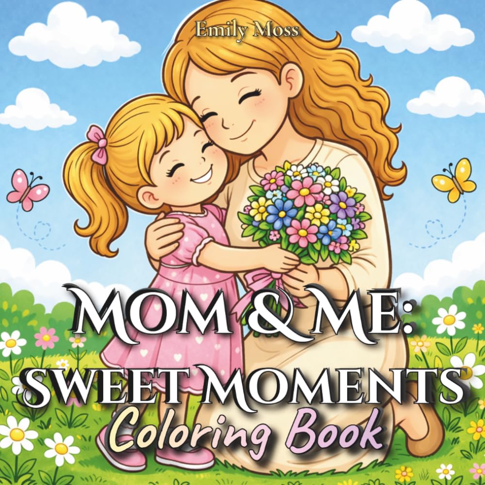 Mom & Me: Sweet Moments Coloring Book: Cute, Easy, and Heartwarming Scenes to Color for Kids and Adults