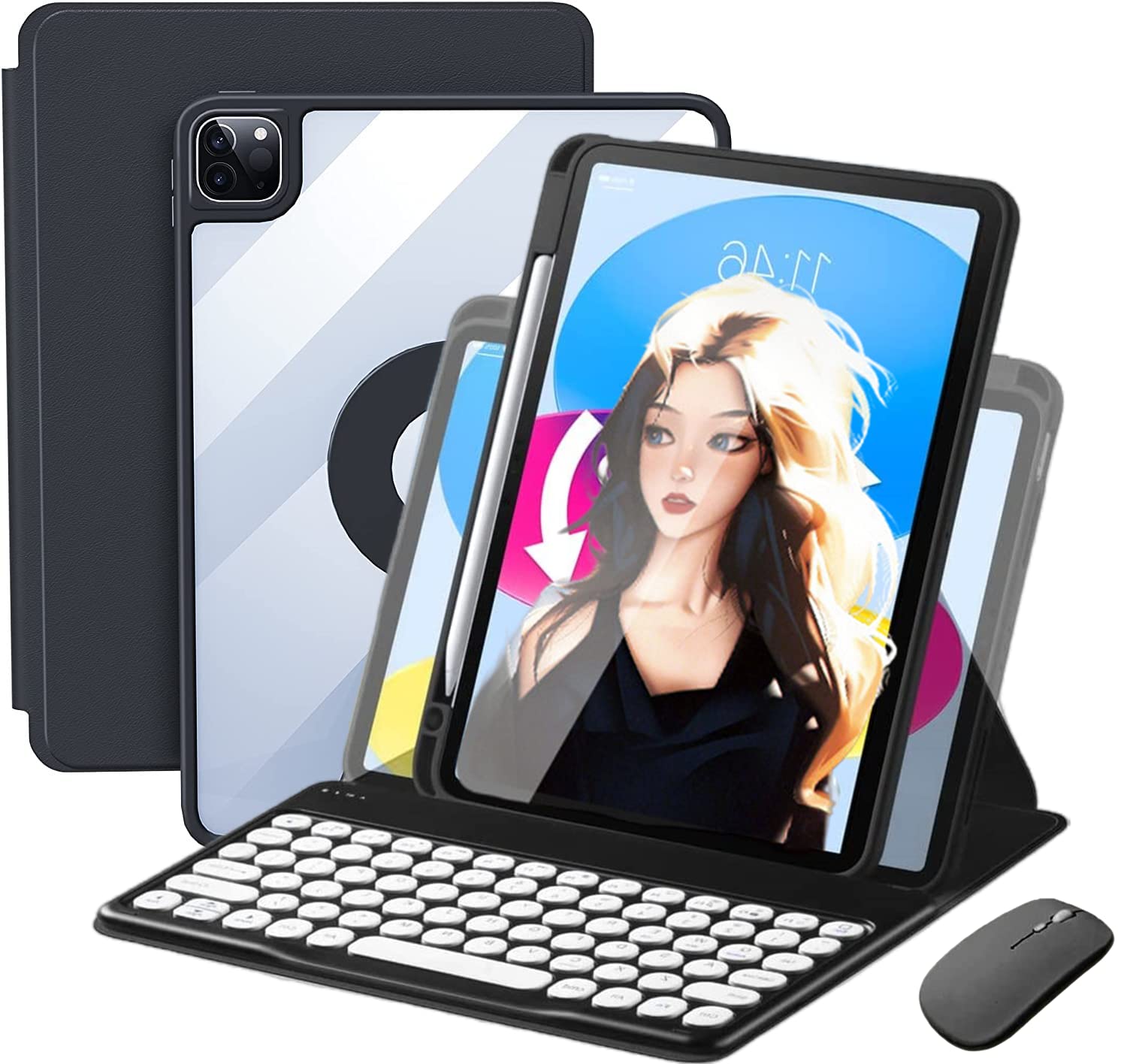 Vertical Keyboard Case for iPad Air 11inch 2025(M3)/2024(M2)/Air 5/4 with Mouse, Rotating Case aslo for iPad Pro 11 with Keyboard Mouse Combo,