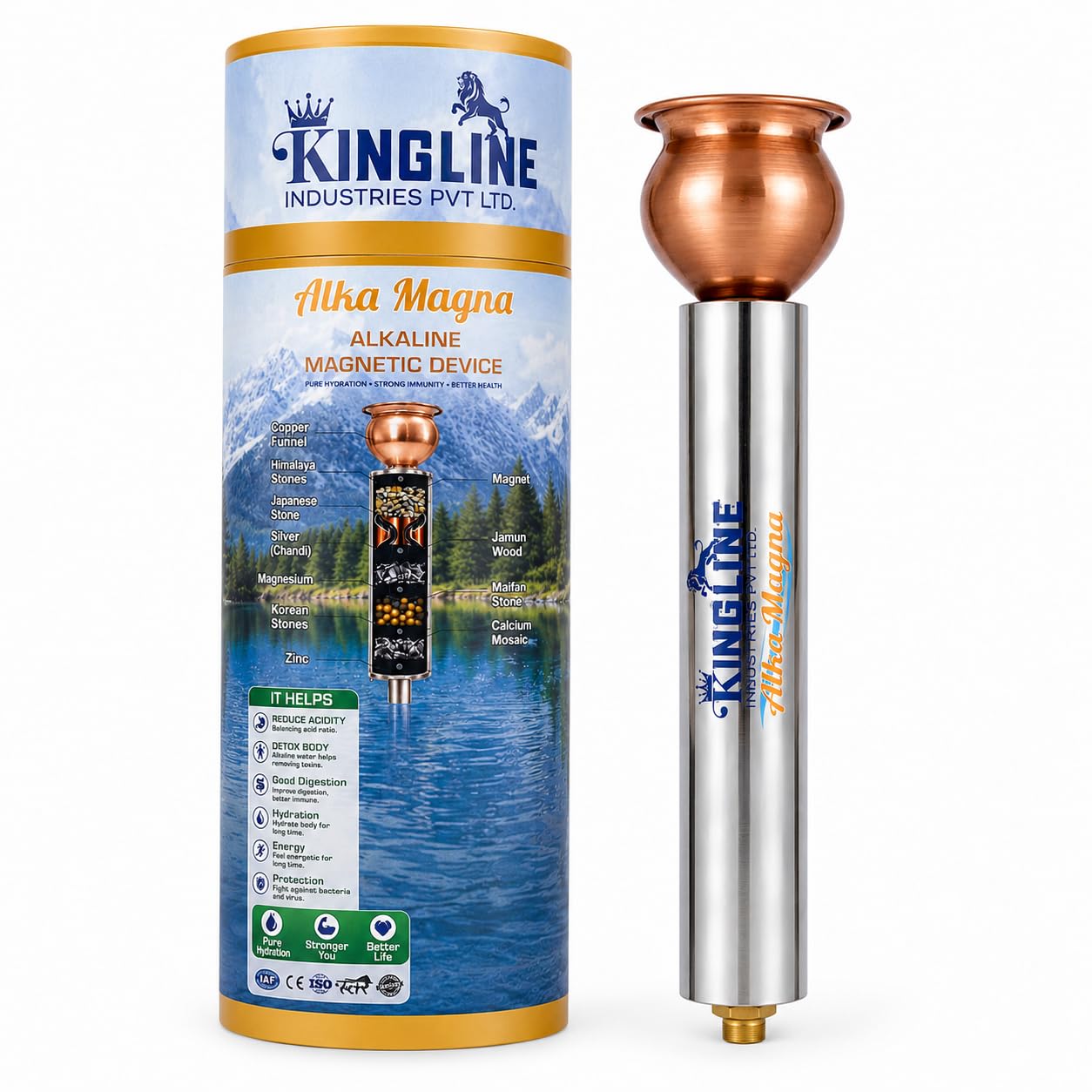 Alka Magna Alkaline Magnetic Water Device | Copper Pot Included, Stainless Steel Body, Magnetic Restructuring, Portable Alkalizer, Multi-Mineral Filtration-image-43