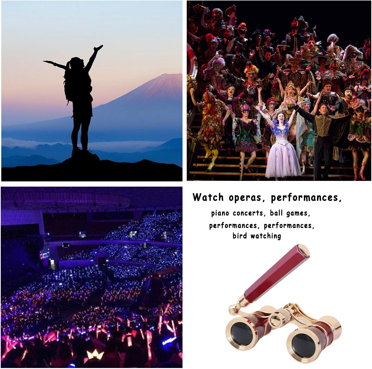 Aroncent Opera Glasses Binoculars 3X25 Theater Glasses Mini Binocular Compact with Handle for Adults Kids Women in Musical Concert