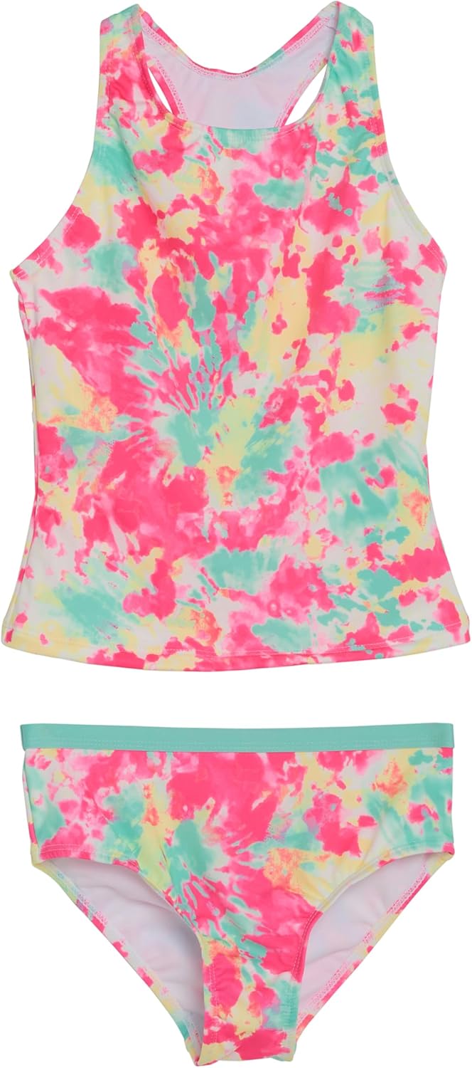 Lands' End Girls' UPF 50+ Swim Bikini Bottom and Racerback Tankini Set