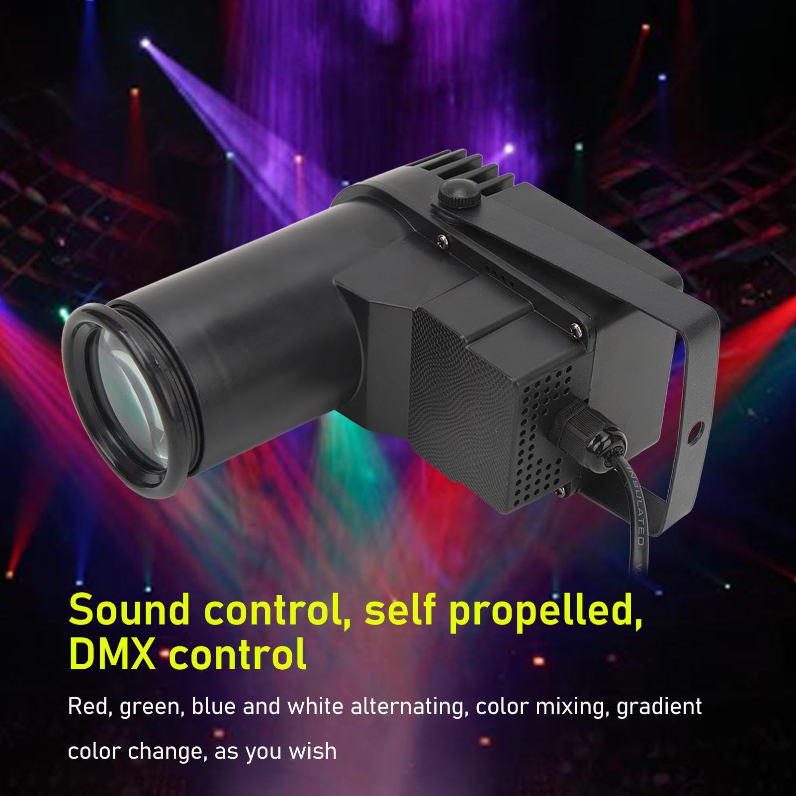 Projecteur de Boule Disco, 90-240 V 10 W RGBW LED Pinspot Light Support DMX512 Contrôle 4 en 1 Boule Disco Lumières Boule de Miroir Lumière de Scène Spot pour Fête Disco