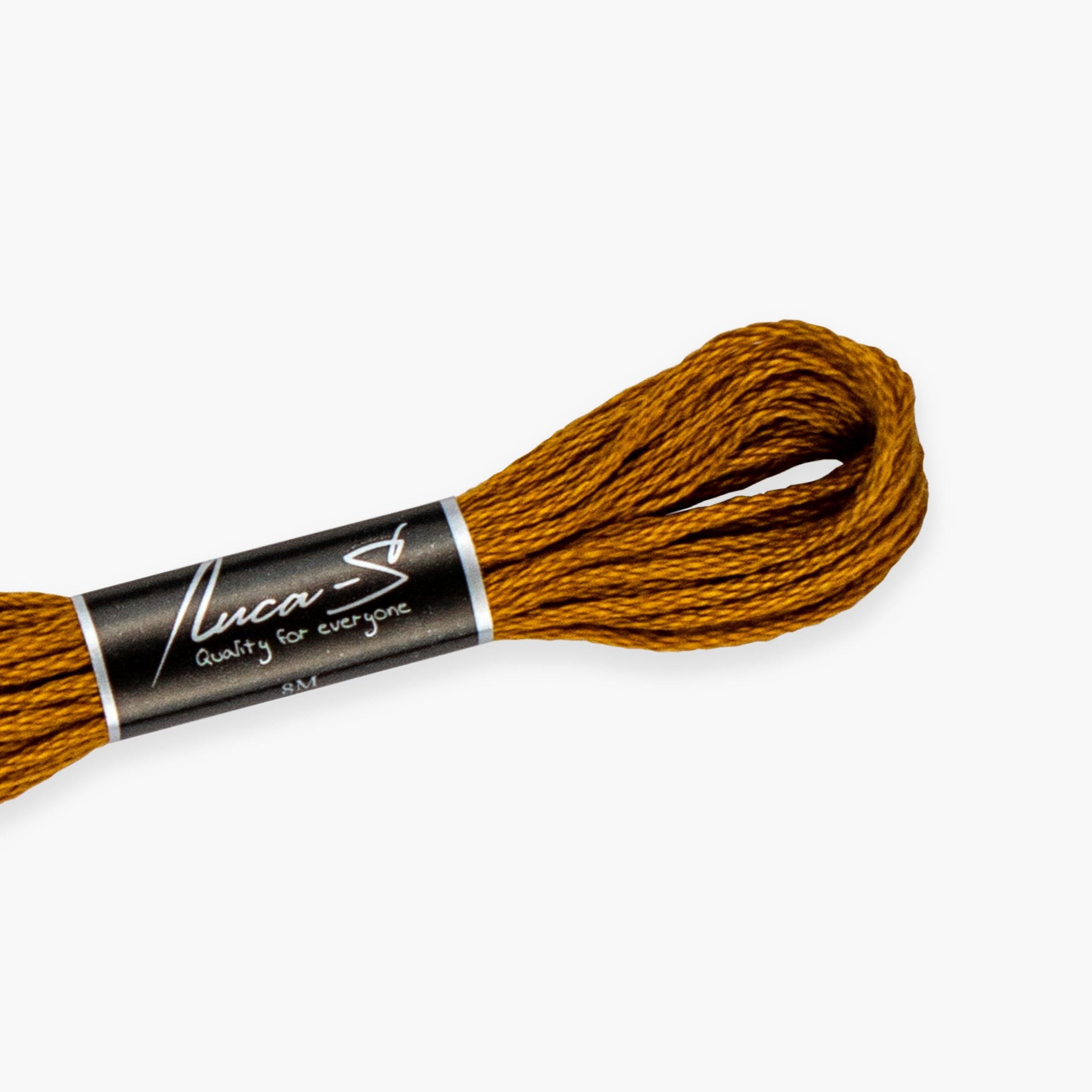 Premium Embroidery Thread Luca-S, 100% Giza Cotton, Oeko TEX Certified Stranded Cotton - 350 / DMC 780 / Anchor 310