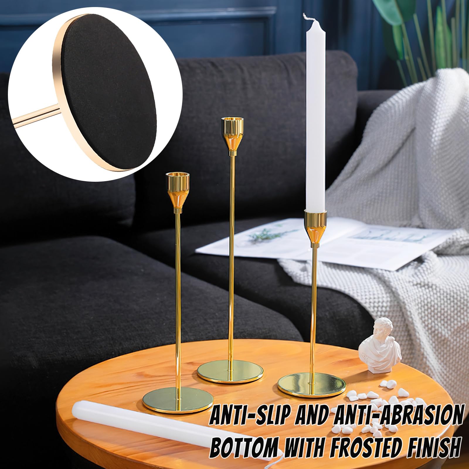 Set di 2 portacandele in metallo argentato, decorazione moderna per candele a pilastro, decorazione da tavolo, matrimonio, decorazione per soggiorno, altezza 24 e 34 cm