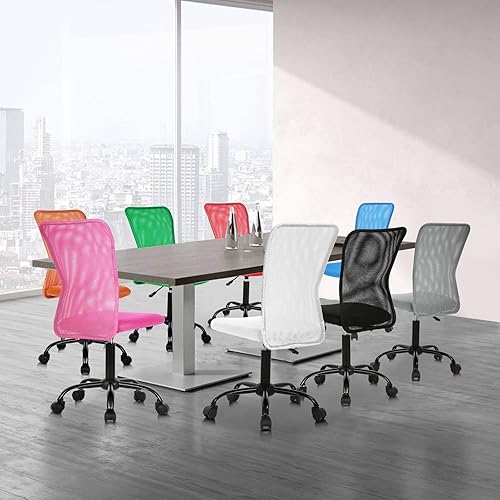Miniatura 6 de Silla de oficina ergonómica de malla, moderna silla giratoria con respaldo medio, silla giratoria sin brazos, silla de oficina en casa, silla de