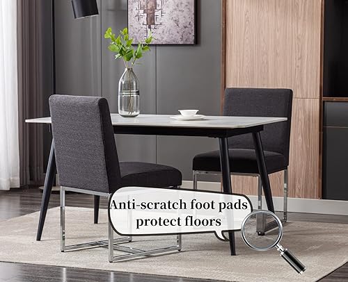 Miniatura 20 de CIMOTA Juego de 6 sillas de comedor modernas, de cuero, tapizadas, sin brazos, con base negra, para comedor/cocina, color crema, 6 unidades Base