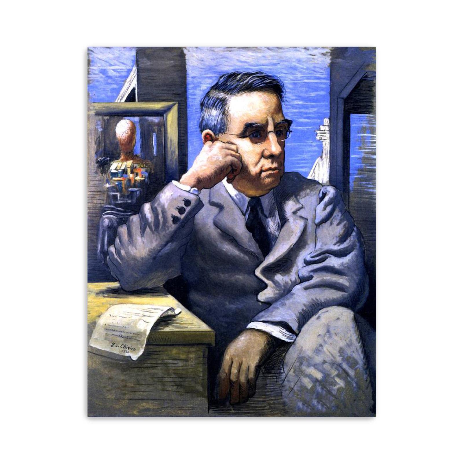 JZSDGB Giorgio de Chirico Słynny artysta na płótnie, sztuka ścienna, reprodukcje obrazów, plakaty, dr. Albert Barns, obrazy graficzne do dekoracji biurowych, 20 x 25 cm, bez ramy