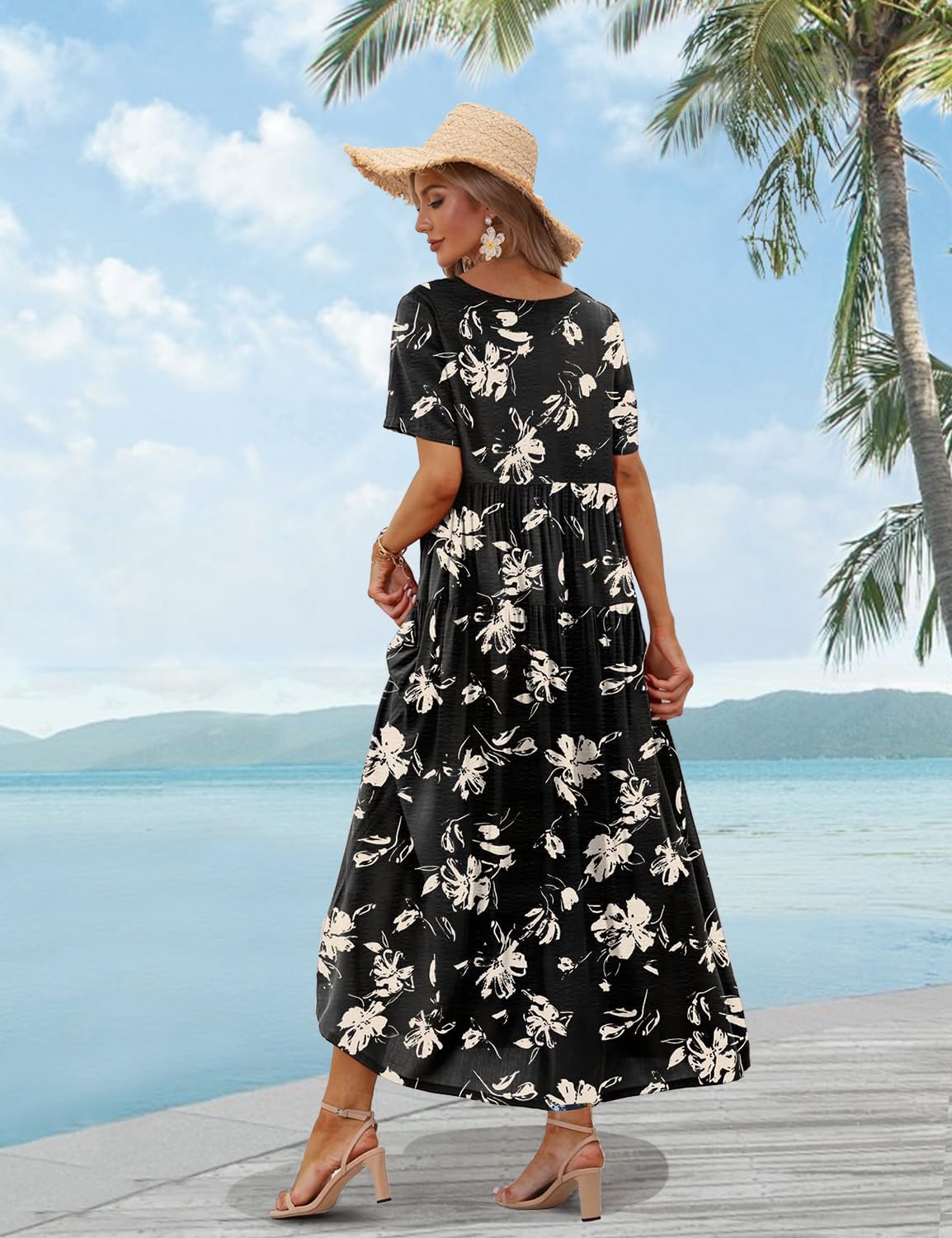 YESNO Deman E01 - Vestido de verano con cuello redondo